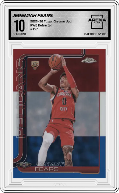 2025 Topps Chrome Update Jeremiah Fears Red White and Blue Refractor #157 ARENA CLUB 10