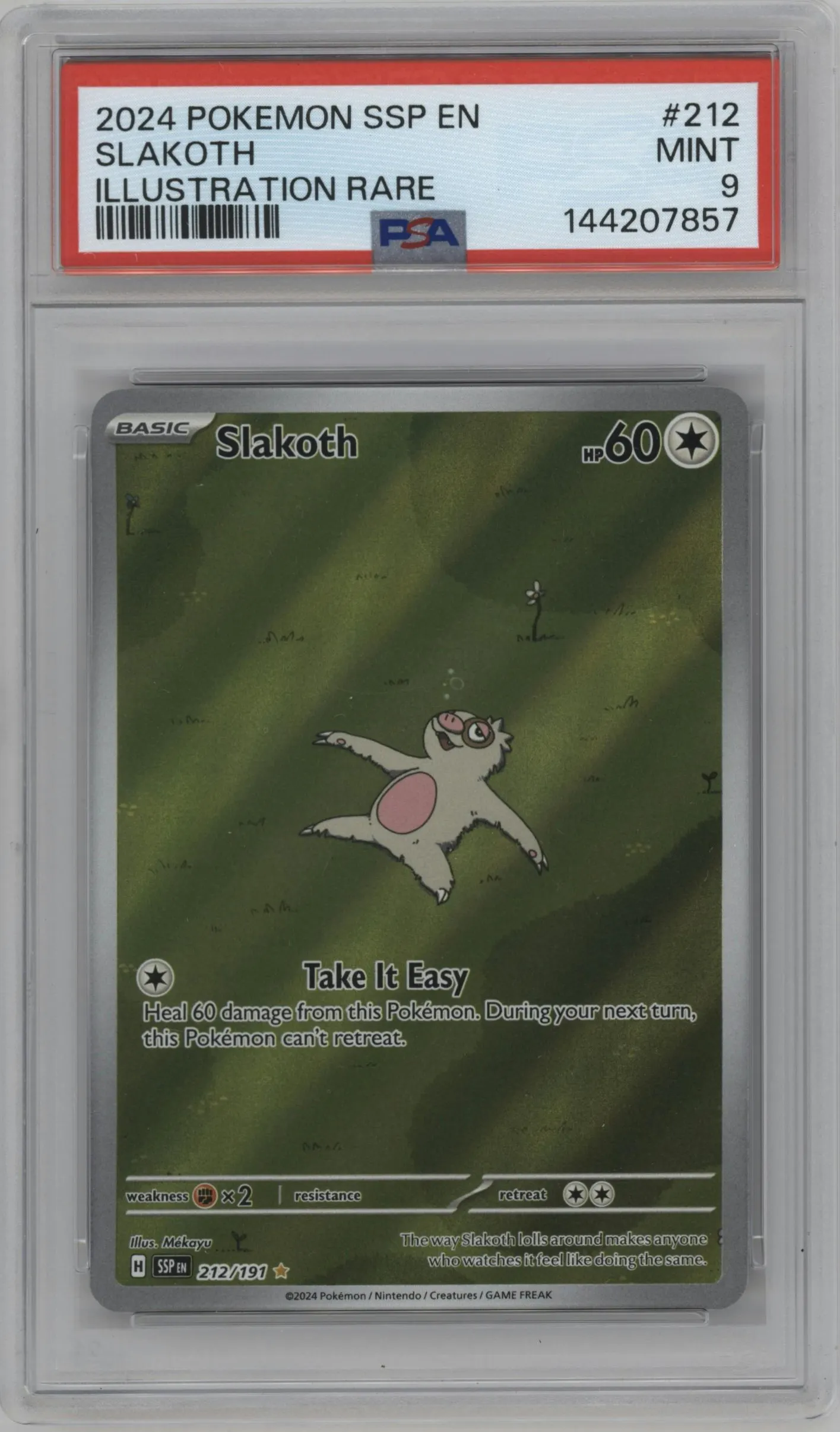 2024 Pokemon SV Surging Sparks Slakoth #212 PSA 9
