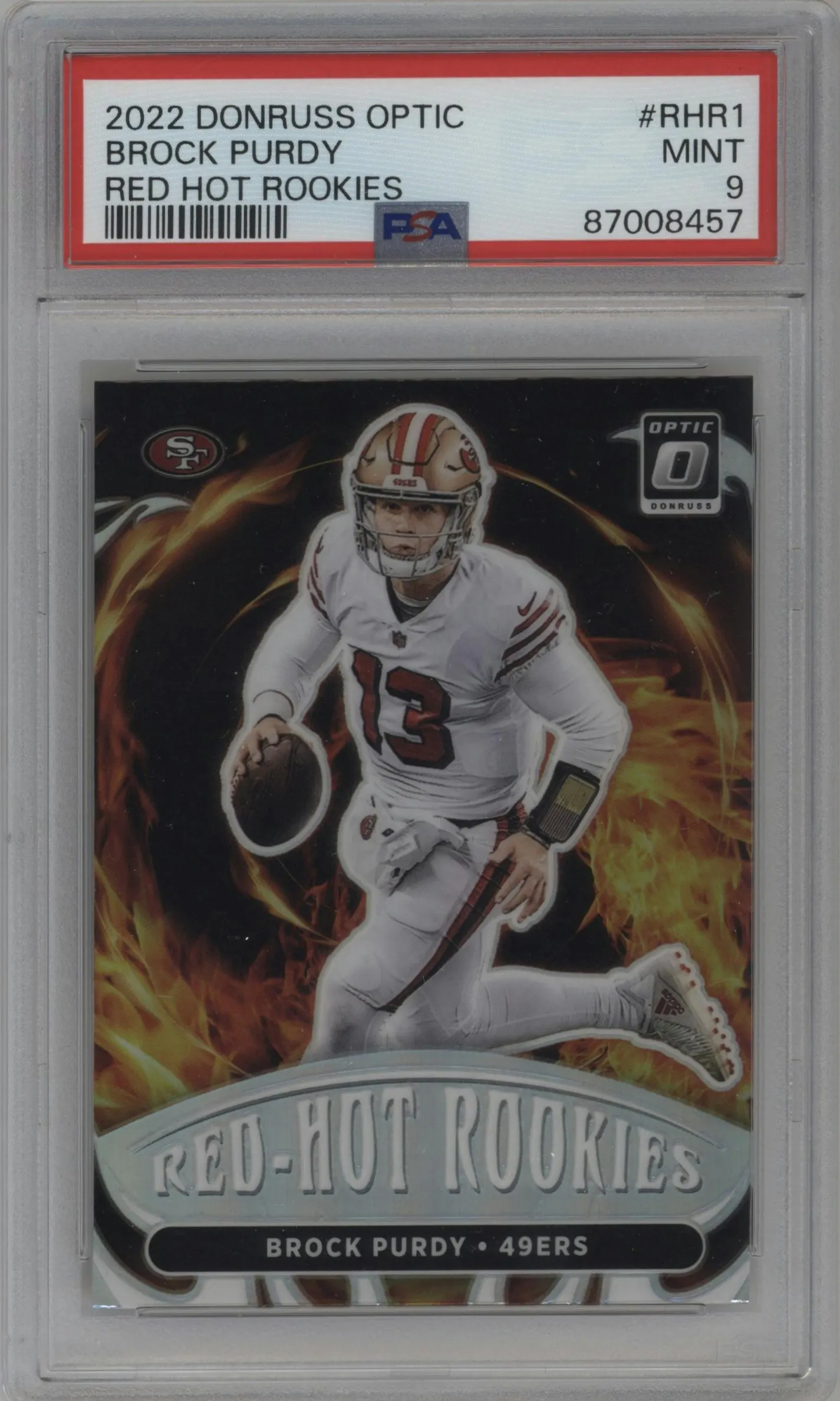 2022 Panini Donruss Optic Red Hot Rke. Brock Purdy #RHR-1 PSA 9