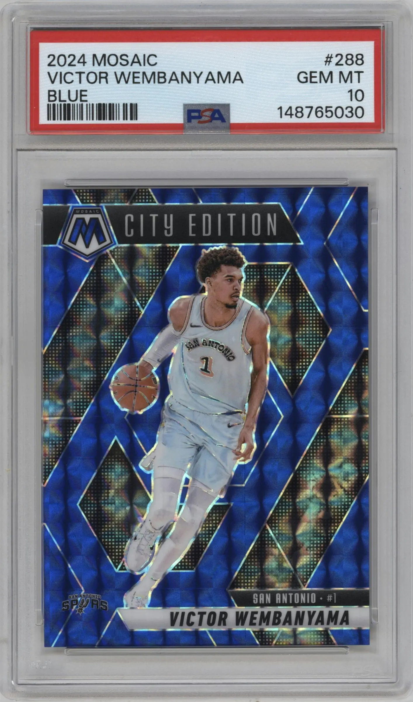 2024 Panini Mosaic Victor Wembanyama Blue Mosaic #288 PSA 10