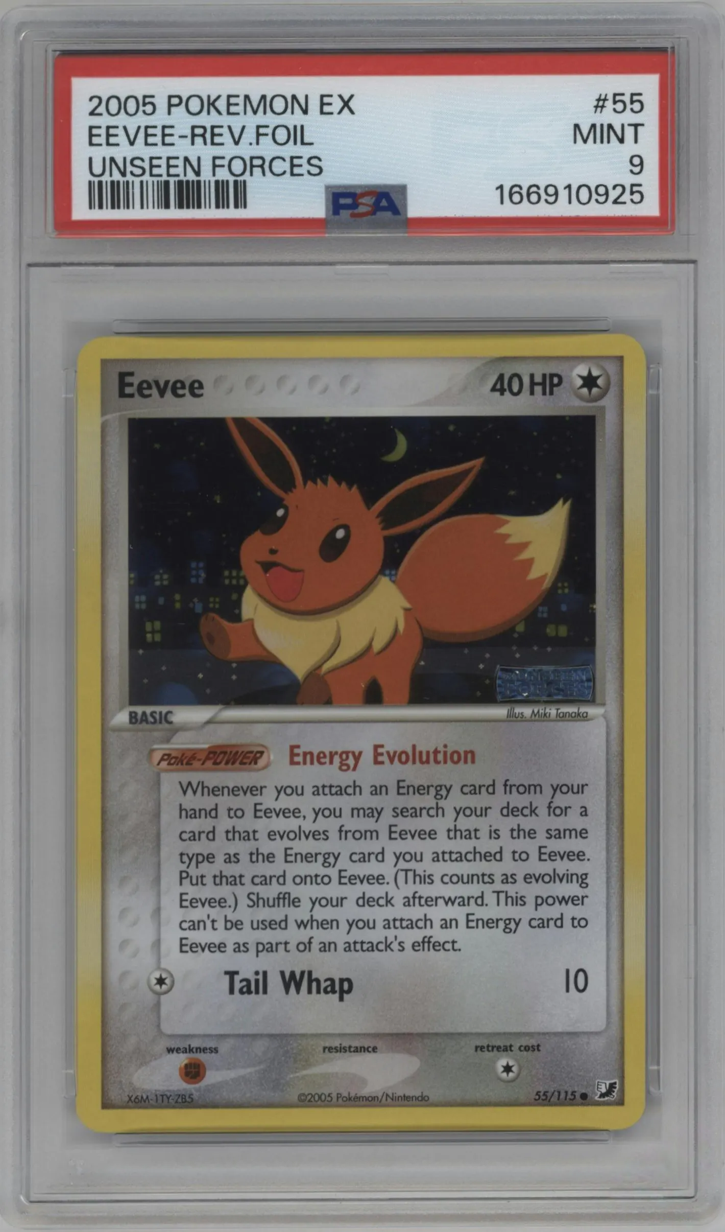 2005 Pokemon EX Unseen Forces Eevee #55 PSA 9