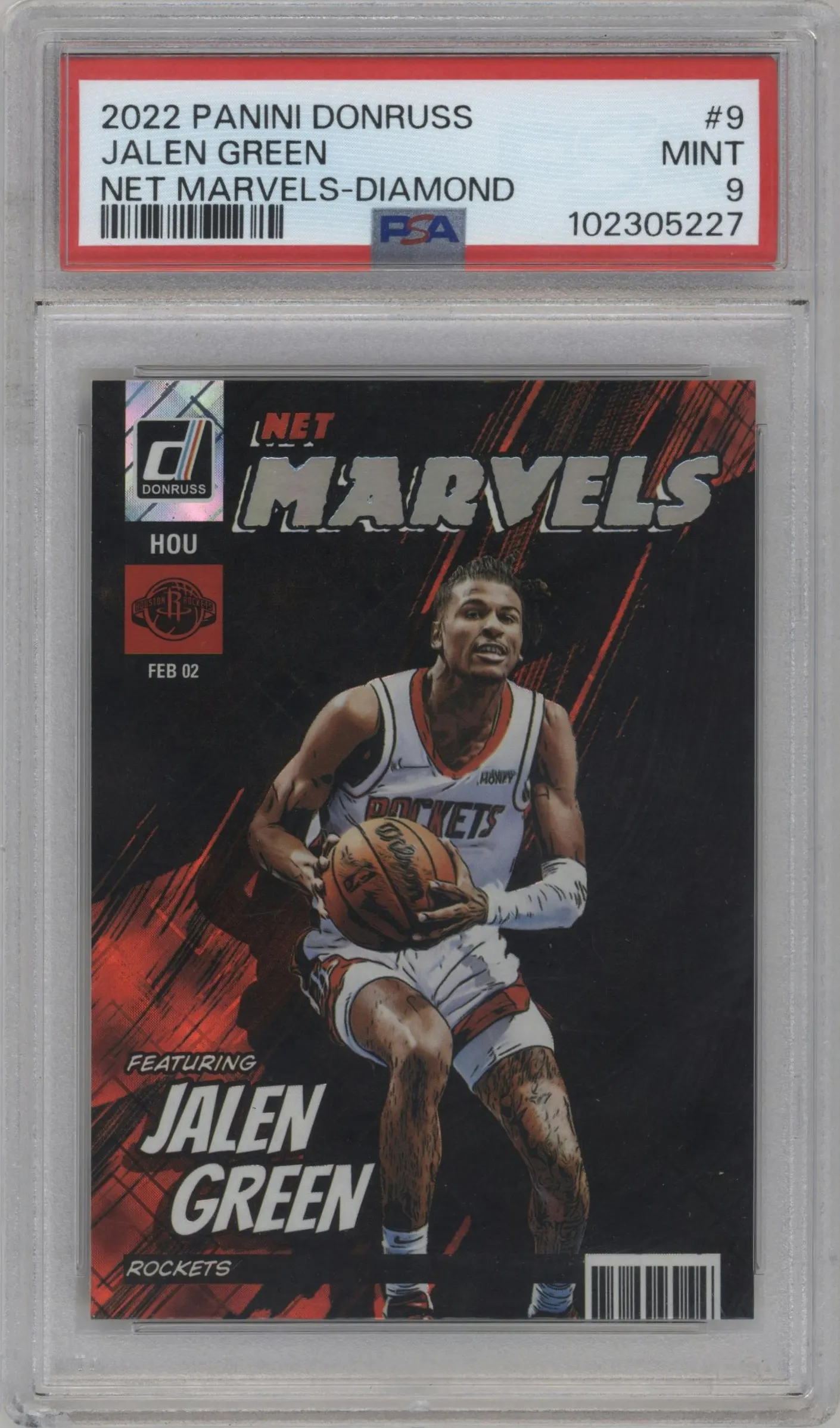 2022 Panini Donruss Net Marvels Jalen Green Diamond #9 PSA 9