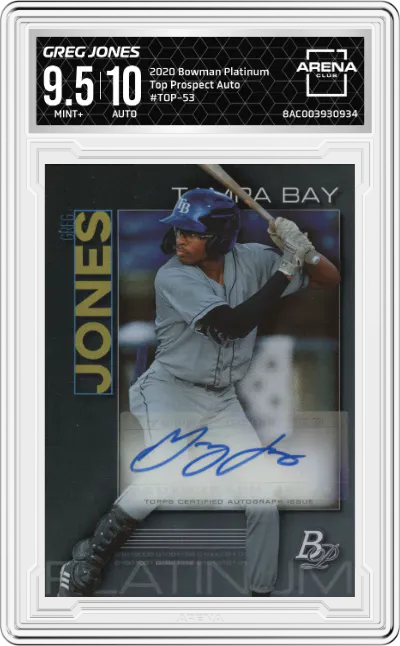 2020 Bowman Platinum Top Prospect Auto Greg Jones ARENA CLUB 9.5