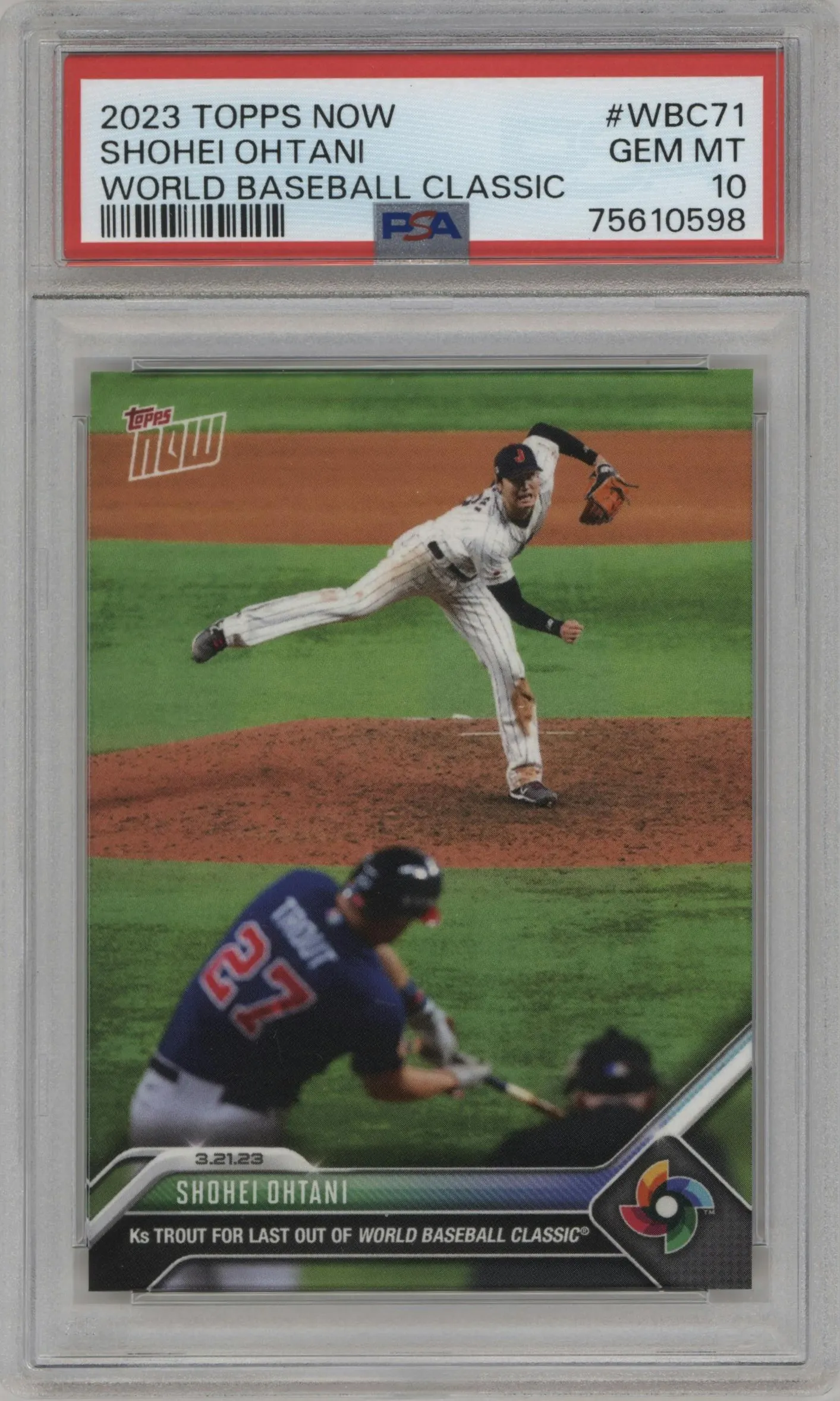 2023 Topps Now World Baseball Classic Shohei Ohtani PSA 10