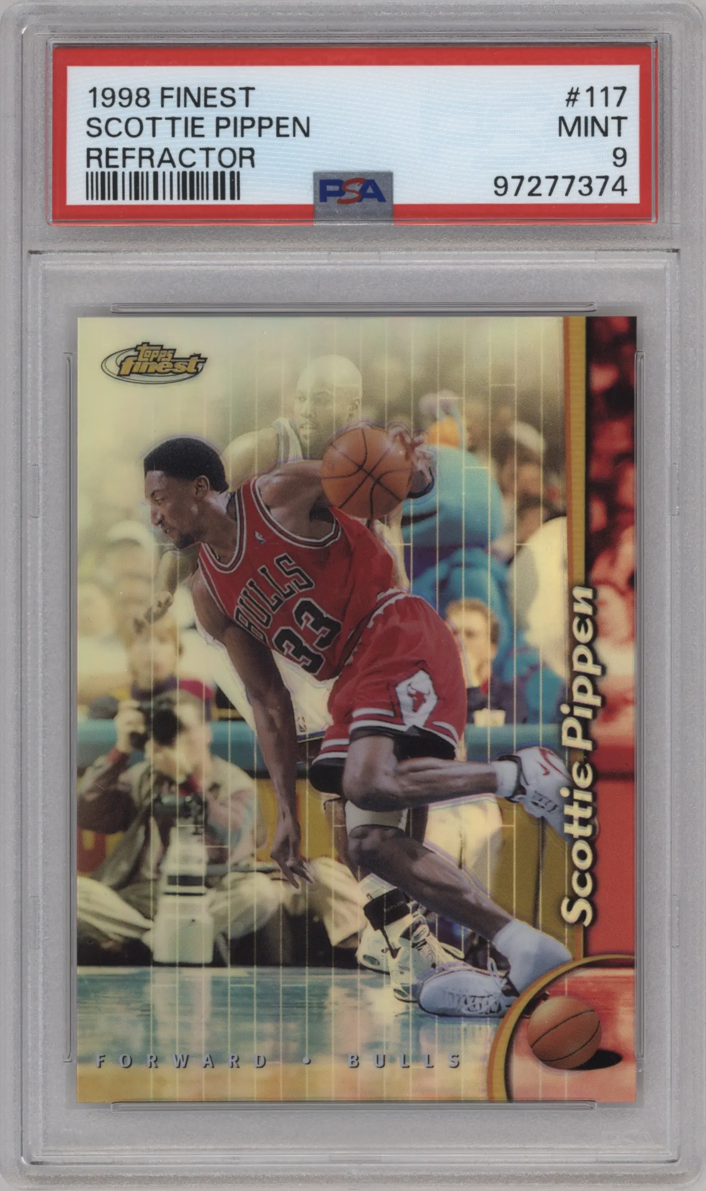 1998 Topps Finest Scottie Pippen Refractor #117 PSA 9