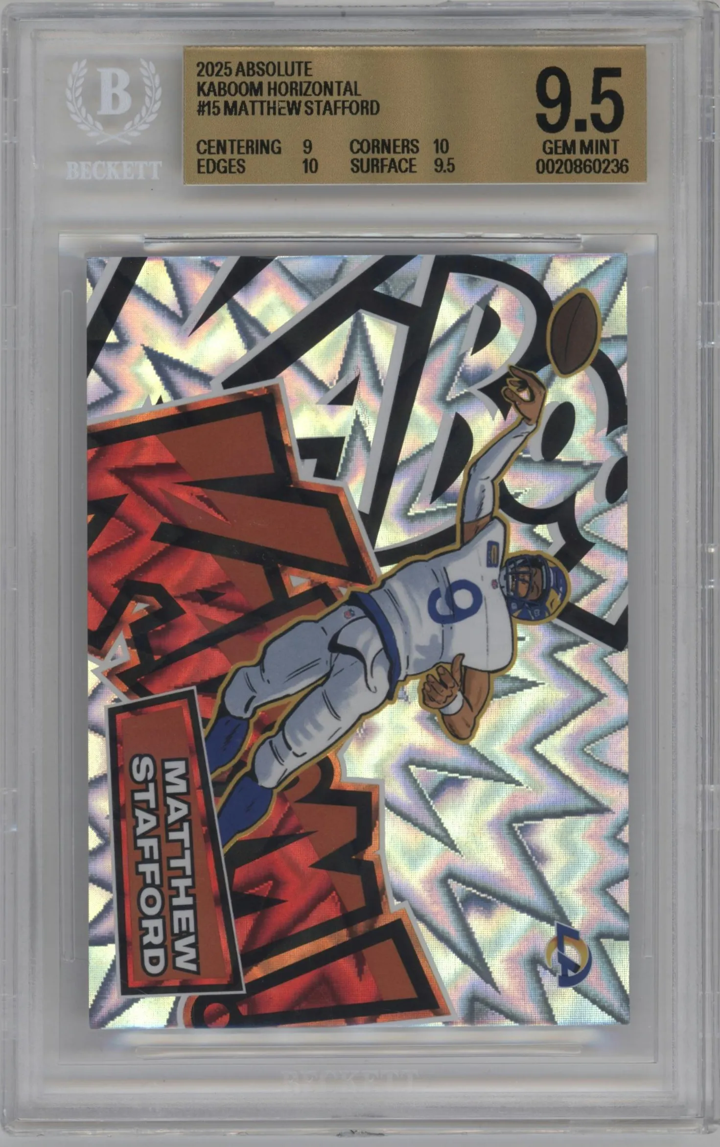 2025 Panini Absolute Kaboom Horizontal Matthew Stafford #15 BGS 9.5