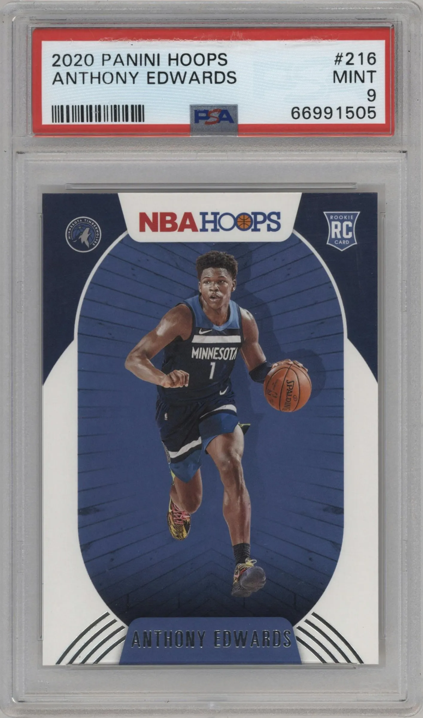 2020 Panini NBA Hoops Anthony Edwards #216 PSA 9