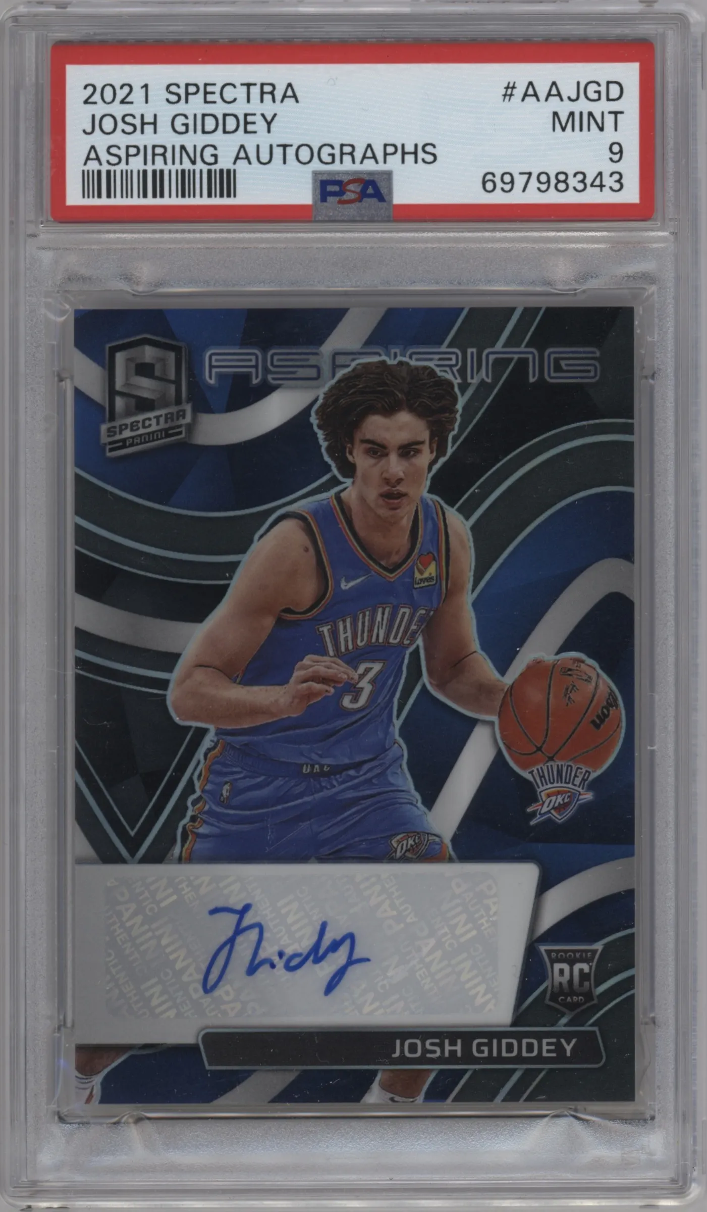 2021 Panini Spectra Aspiring Auto Josh Giddey #AA-JGD PSA 9