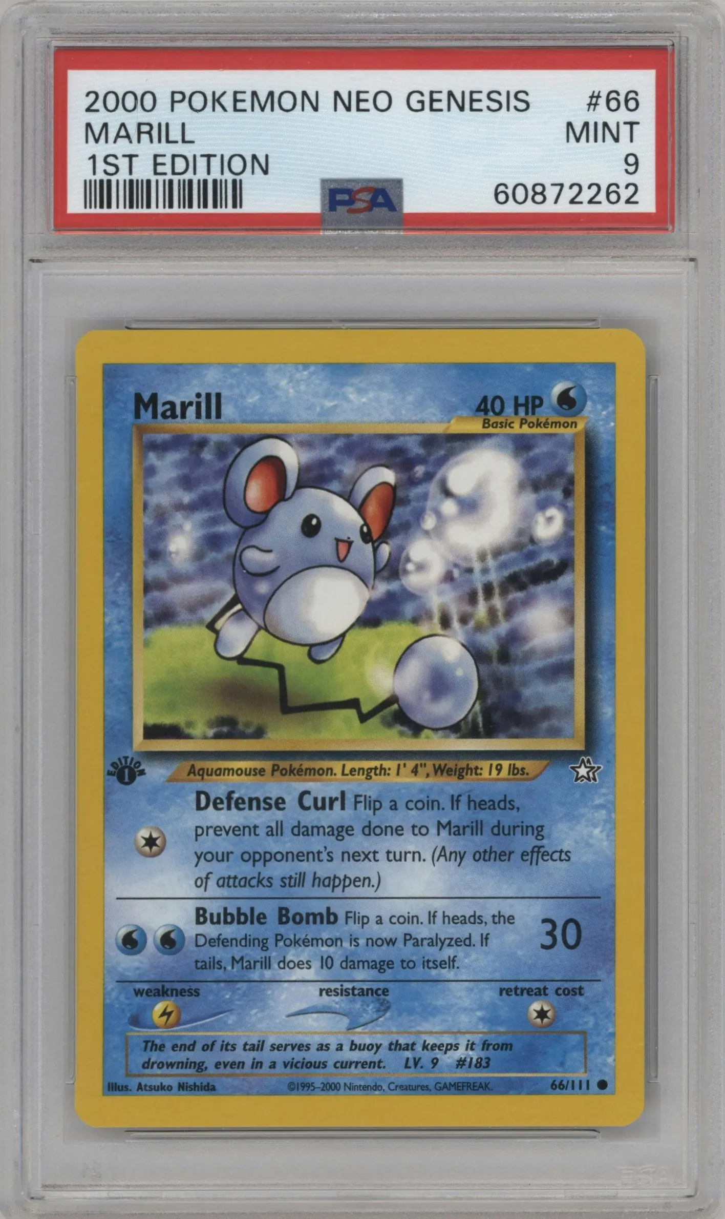 2000 Pokemon Neo Genesis Marill PSA 9