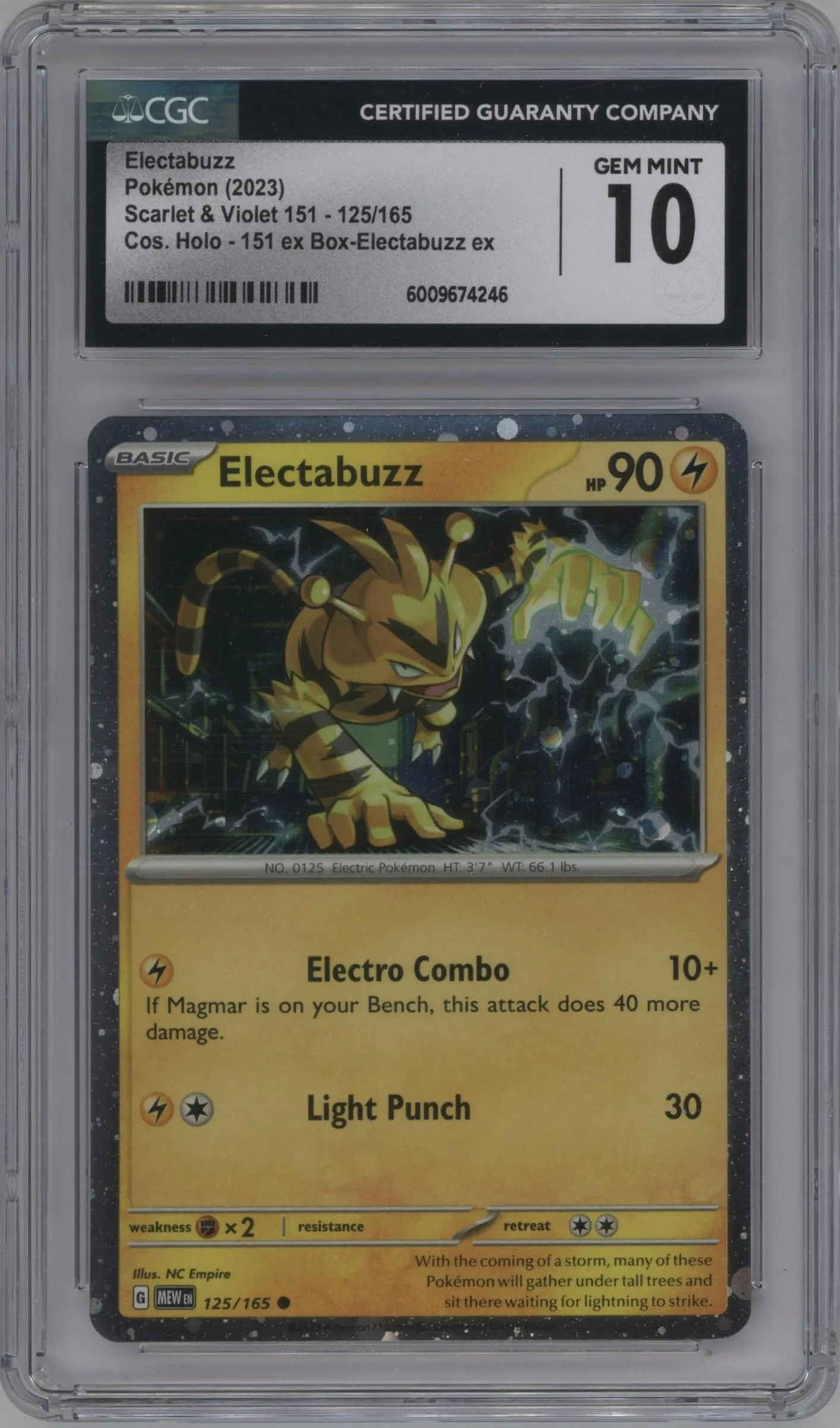 2023 Pokemon SV 151 Electabuzz Zapdos ex Box #125 PSA 10