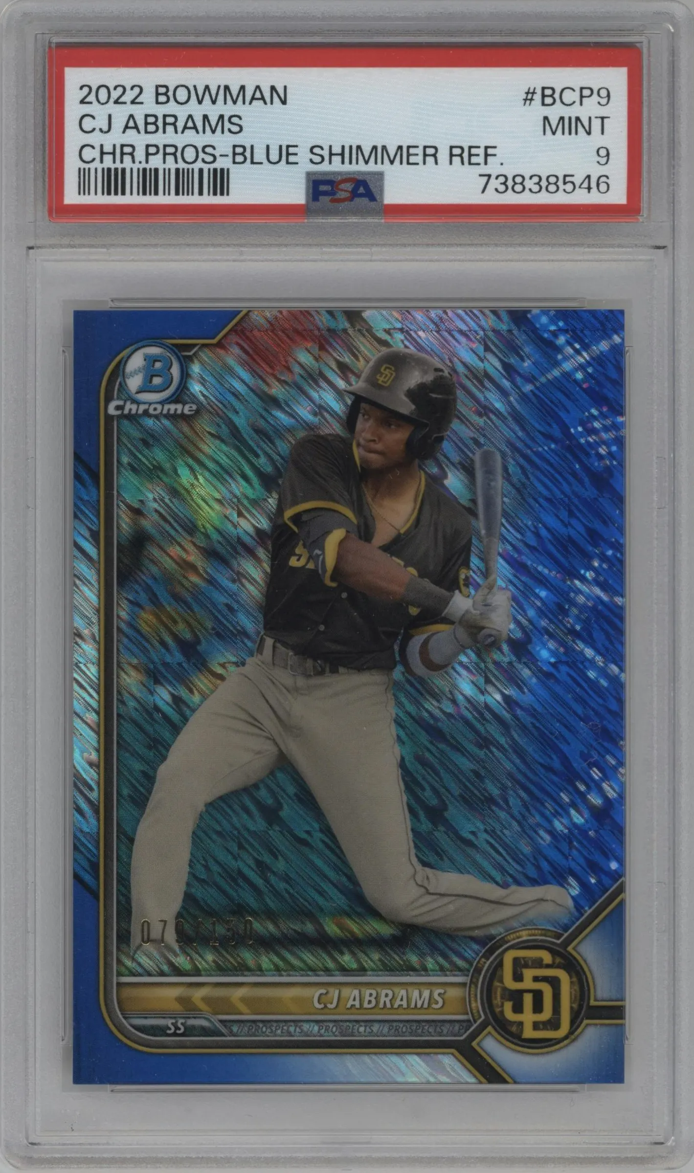 2022 Bowman Chr.Pros. CJ Abrams Blue Shimmer PSA 9