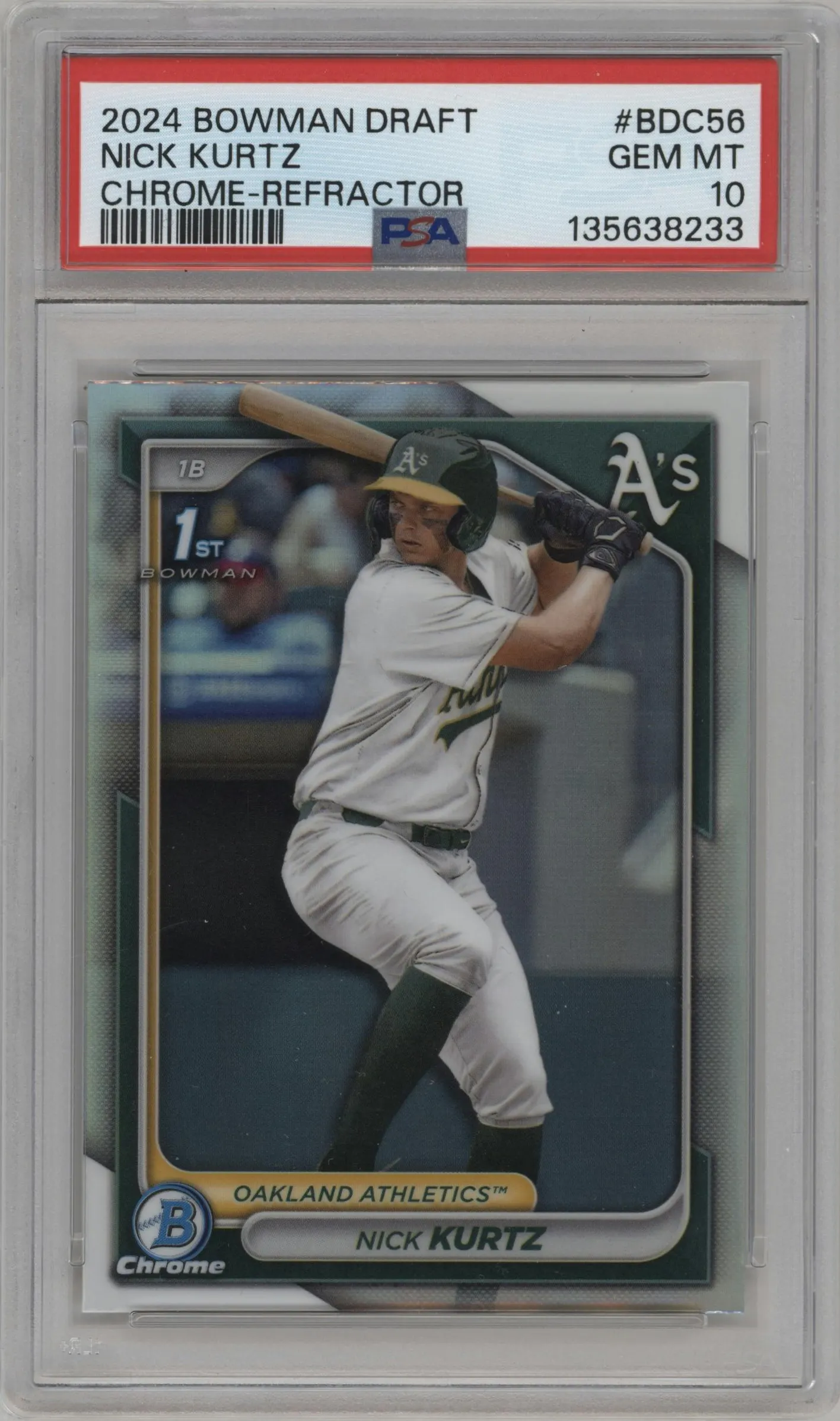 2024 Bowman Draft Chrome Nick Kurtz Refractor #BDC-56 PSA 10