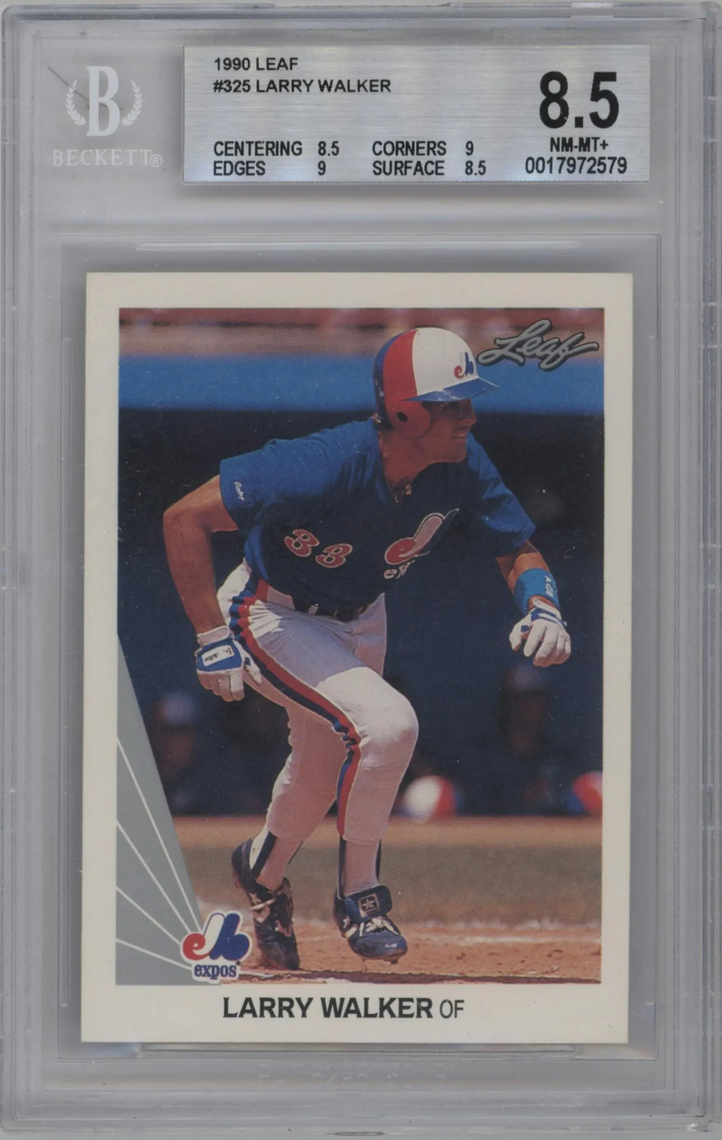 1990 Leaf Larry Walker #325 BGS 8.5