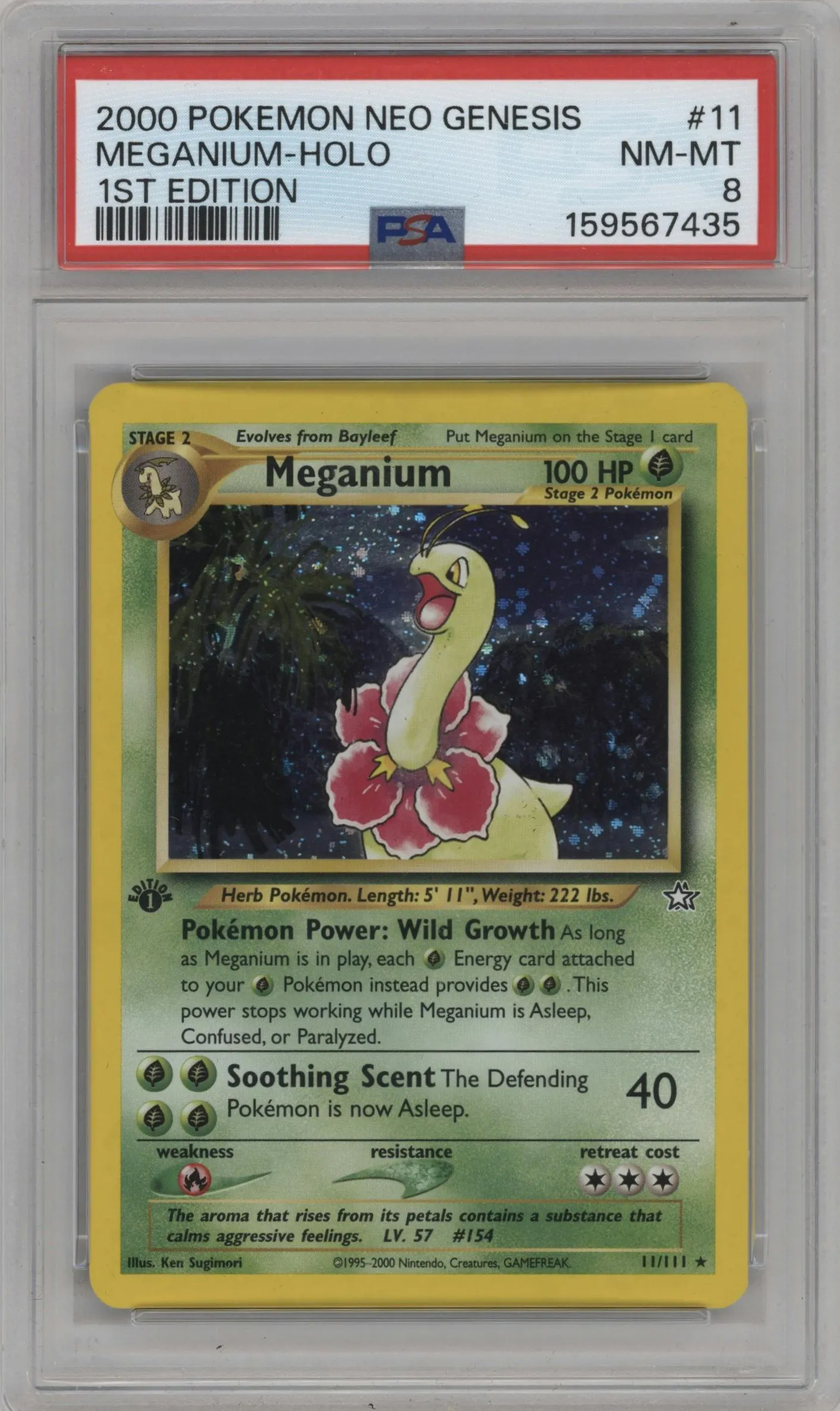 2000 Pokemon Neo Genesis Meganium #11 PSA 8
