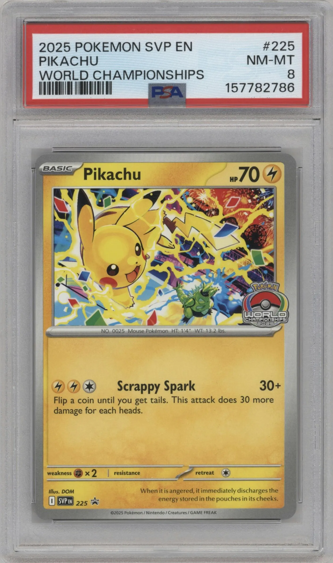 2025 Pokemon SV Pikachu World Championship 2025 #225 PSA 8