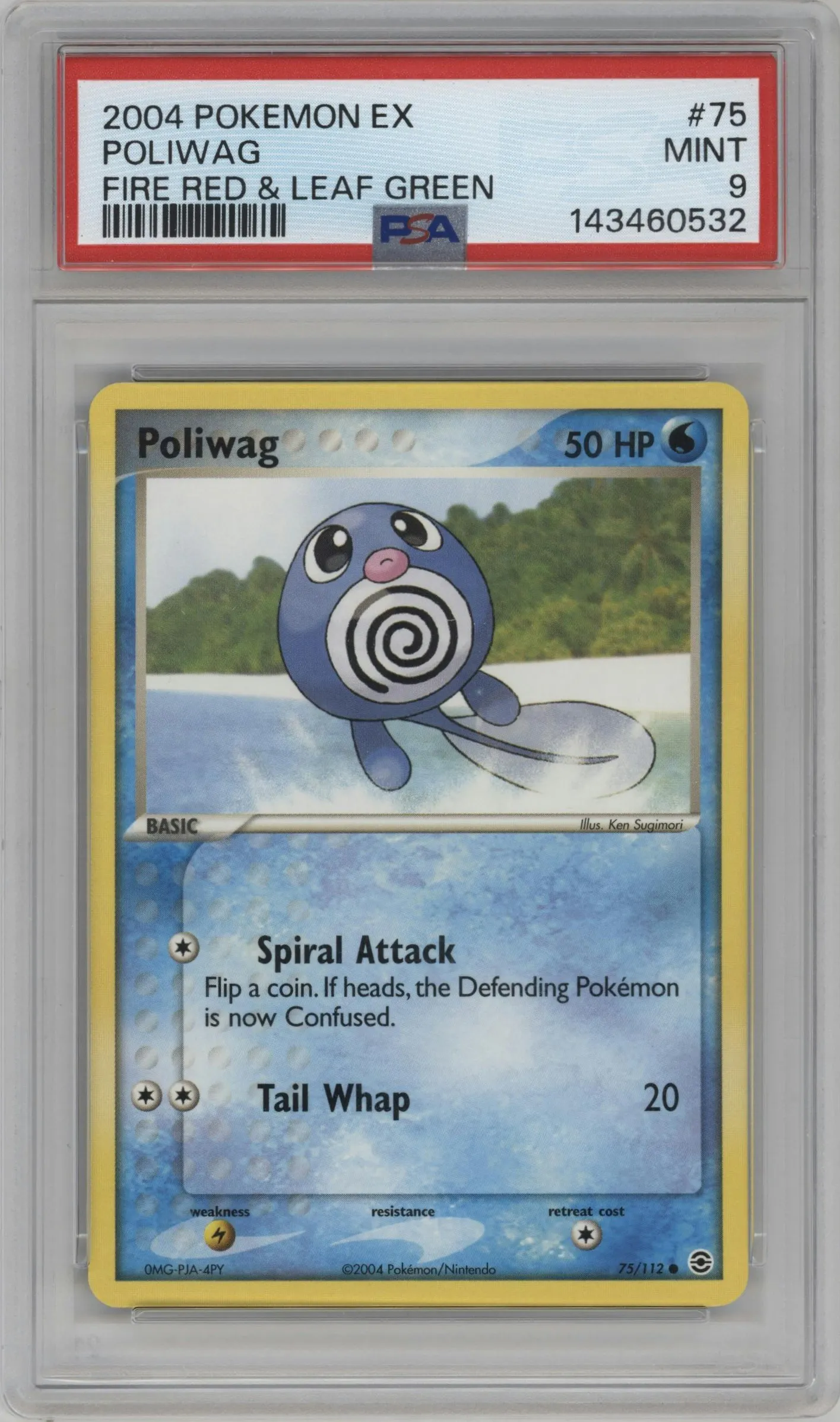 2004 Pokemon EX FR & LG Poliwag #75 PSA 9