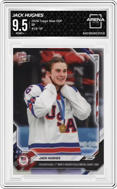 2026 Topps Now Olympic/Paralympic Games SP Jack Hughes #18-SP ARENA CLUB 9.5