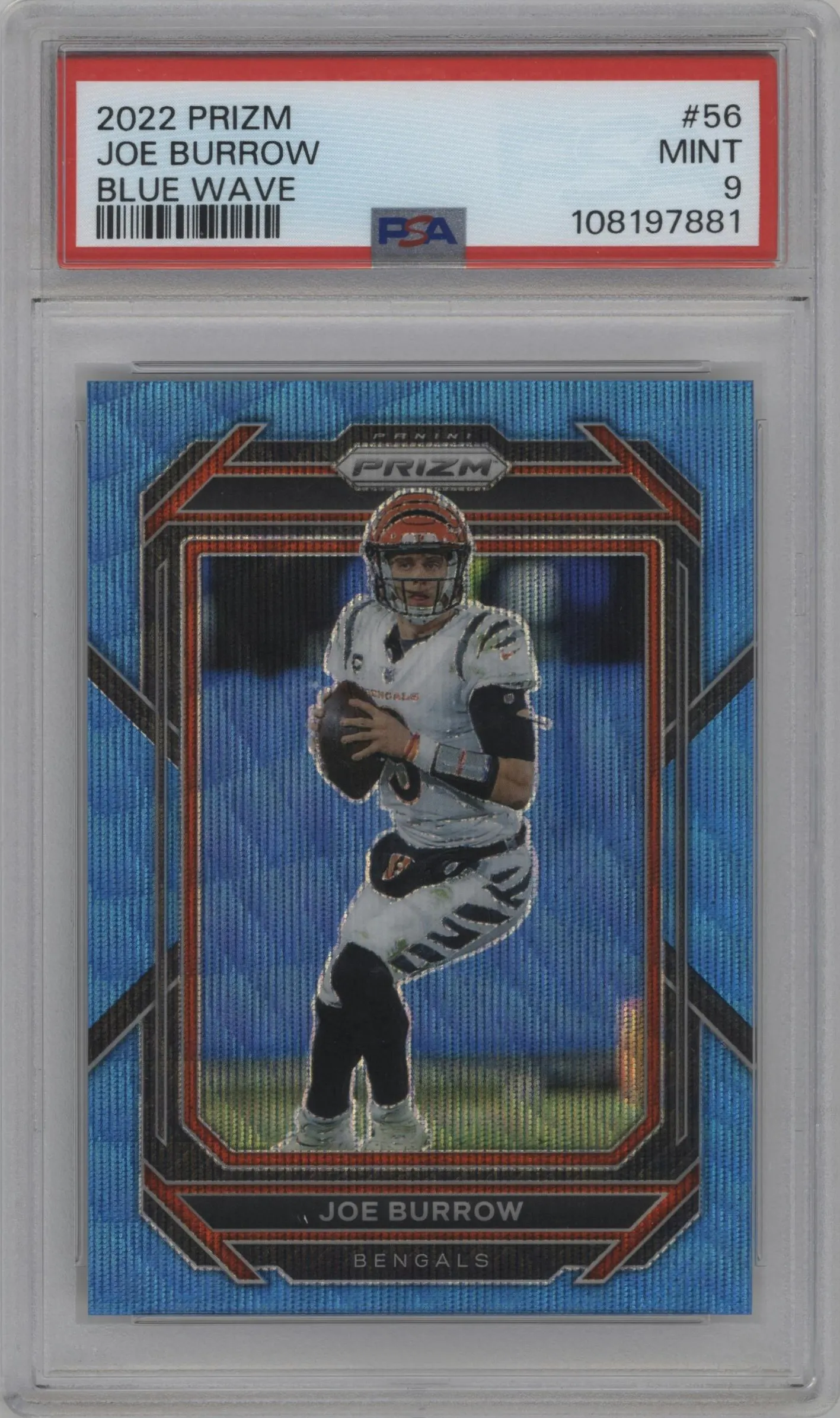 2022 Panini Prizm Joe Burrow Blue Wave #56 PSA 9
