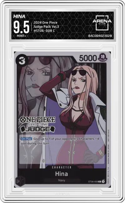 2024 One Piece Judge Pack Vol.3 Hina C #ST06-008 C ARENA CLUB 9.5