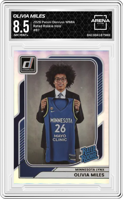 2026 Panini Donruss WNBA Rated Rookie Olivia Miles Holo #87 ARENA CLUB 8.5