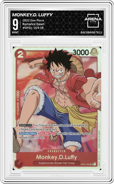 2022 One Piece Romance Dawn Monkey.D. Luffy SR #OP01-024 SR ARENA CLUB 9