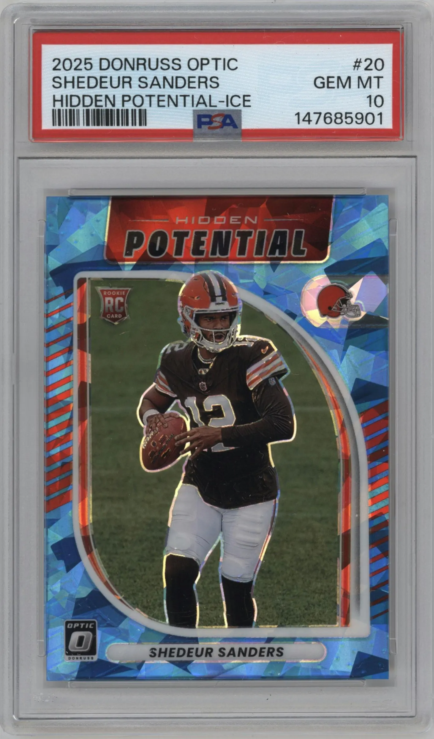 2025 Donruss Optic Hidden Potential Shedeur Sanders Ice PSA 10