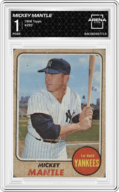 1968 Topps Mickey Mantle #280 ARENA CLUB 1
