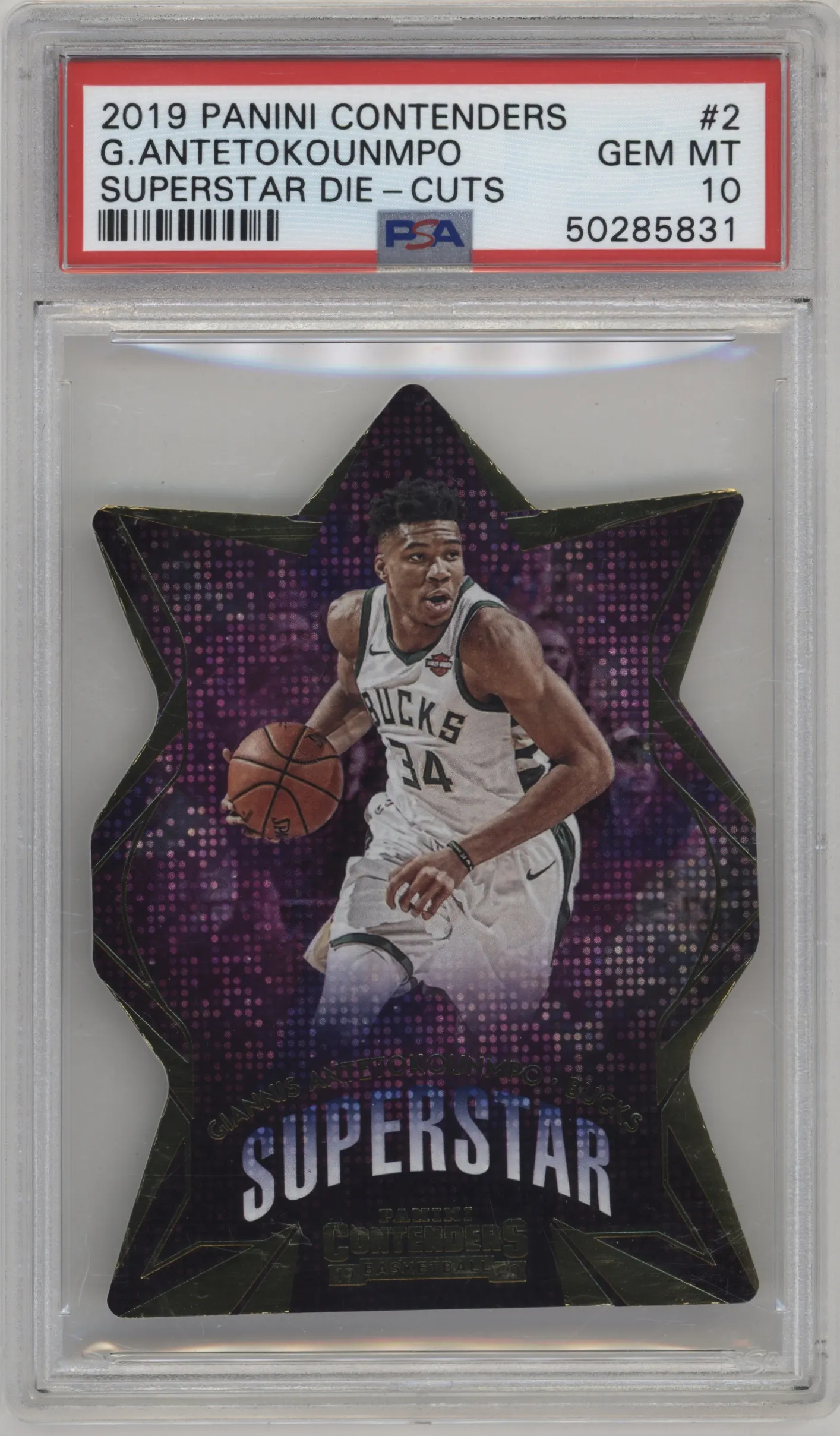2019 Panini Contenders Superstar Die-Cuts Giannis Antetokounmpo #2 PSA 10