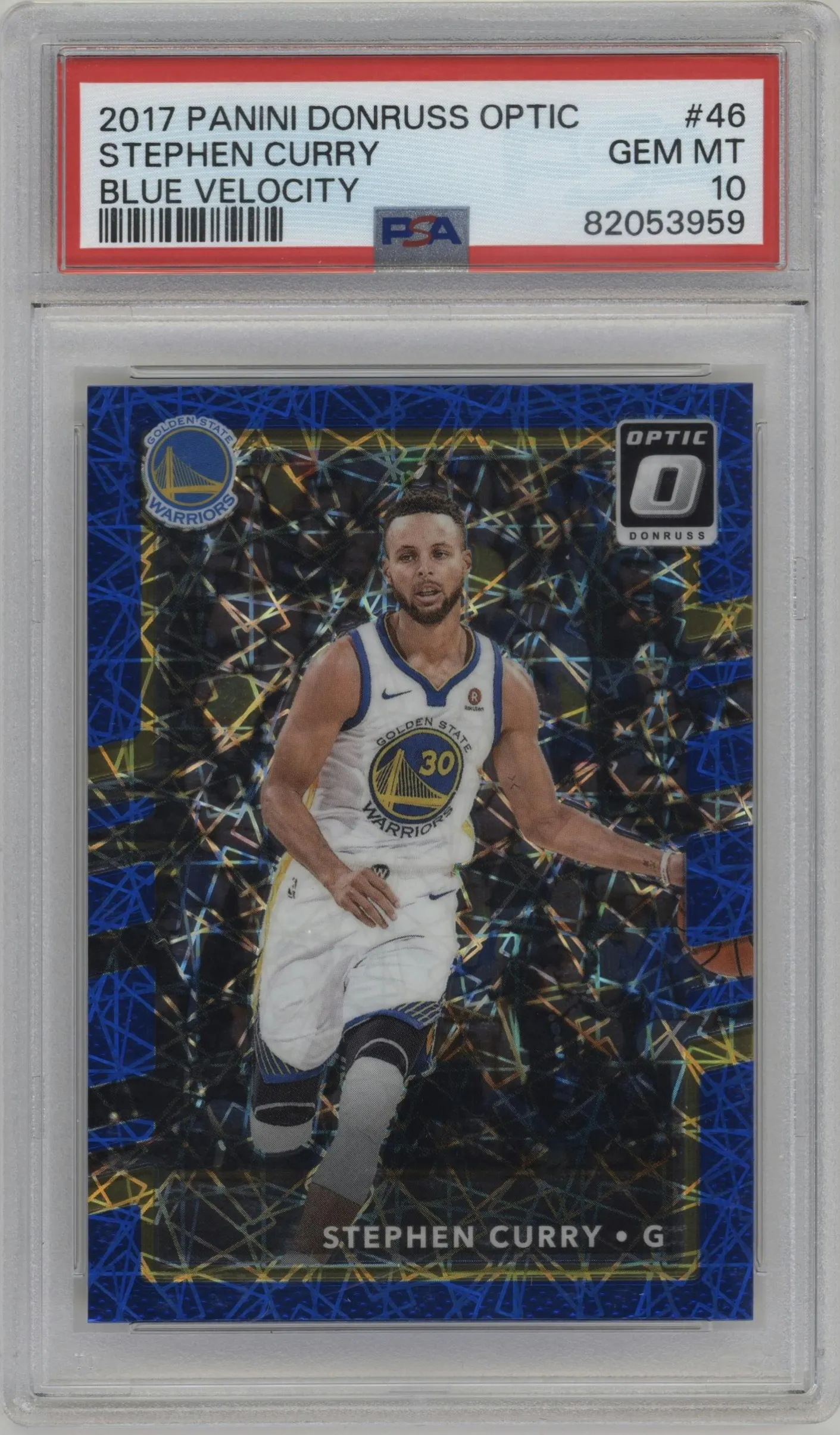 2017 Panini Donruss Optic Stephen Curry Blue Velocity #46 PSA 10