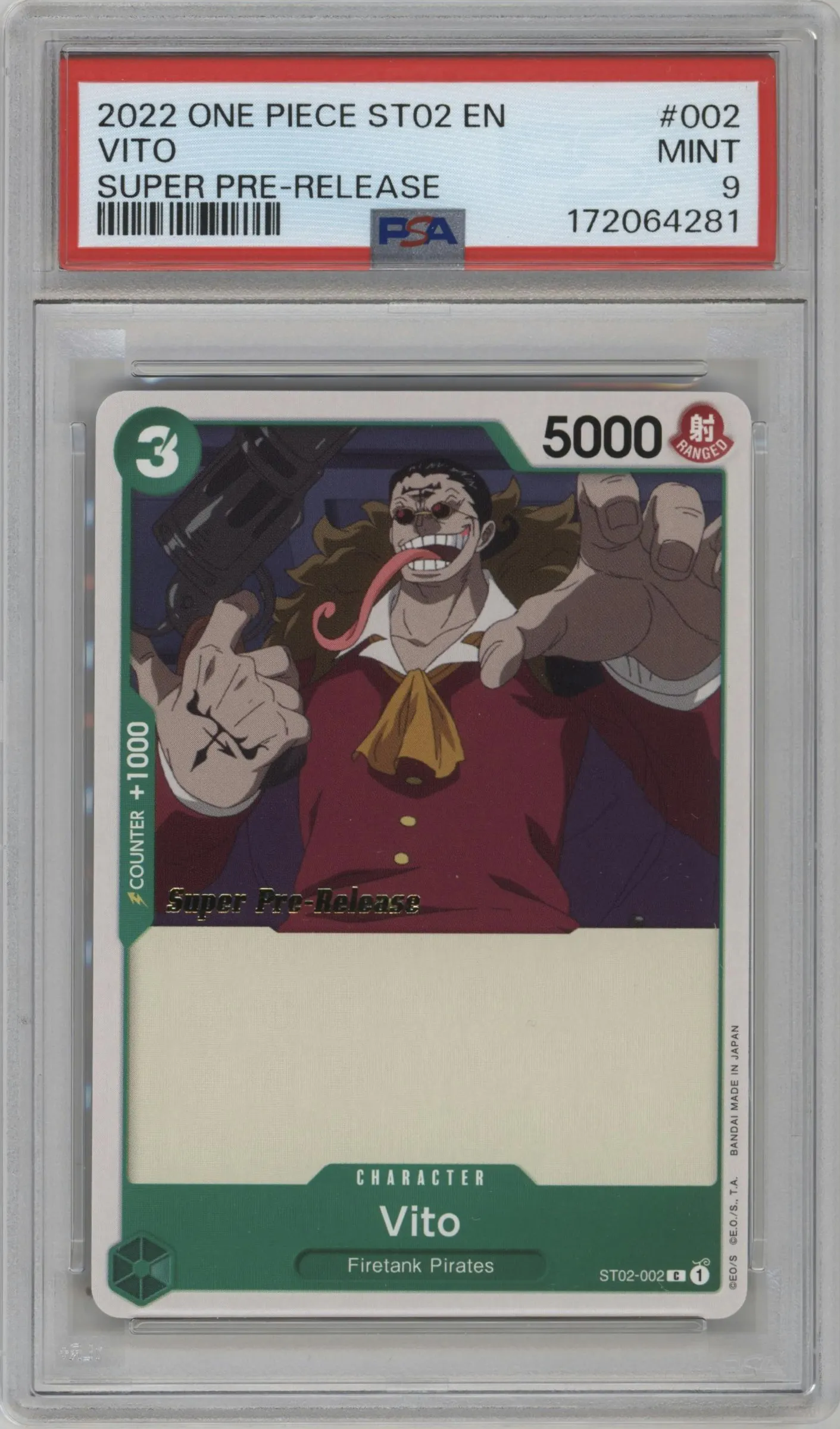 2022 One Piece Worst Generation Vito Super Pre-Release C #ST02-002 C PSA 9