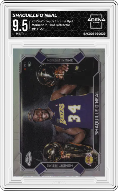 2025 Topps Chrome Update Moment In Time Shaquille O’Neal Refractor #MT-22 ARENA CLUB 9.5