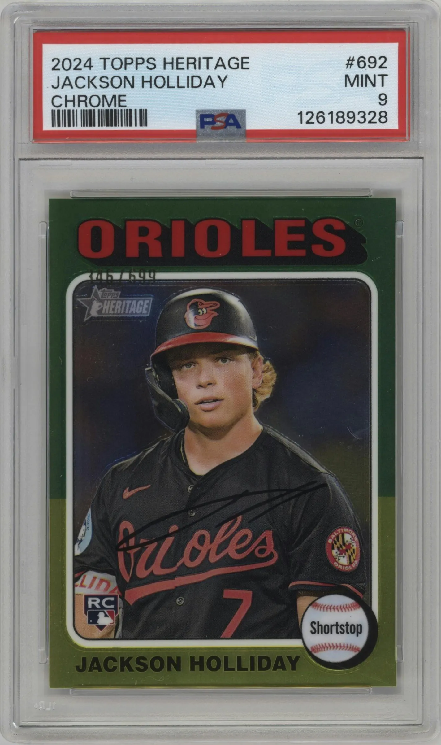 2024 Topps Heritage Jackson Holliday Chrome #692 PSA 9