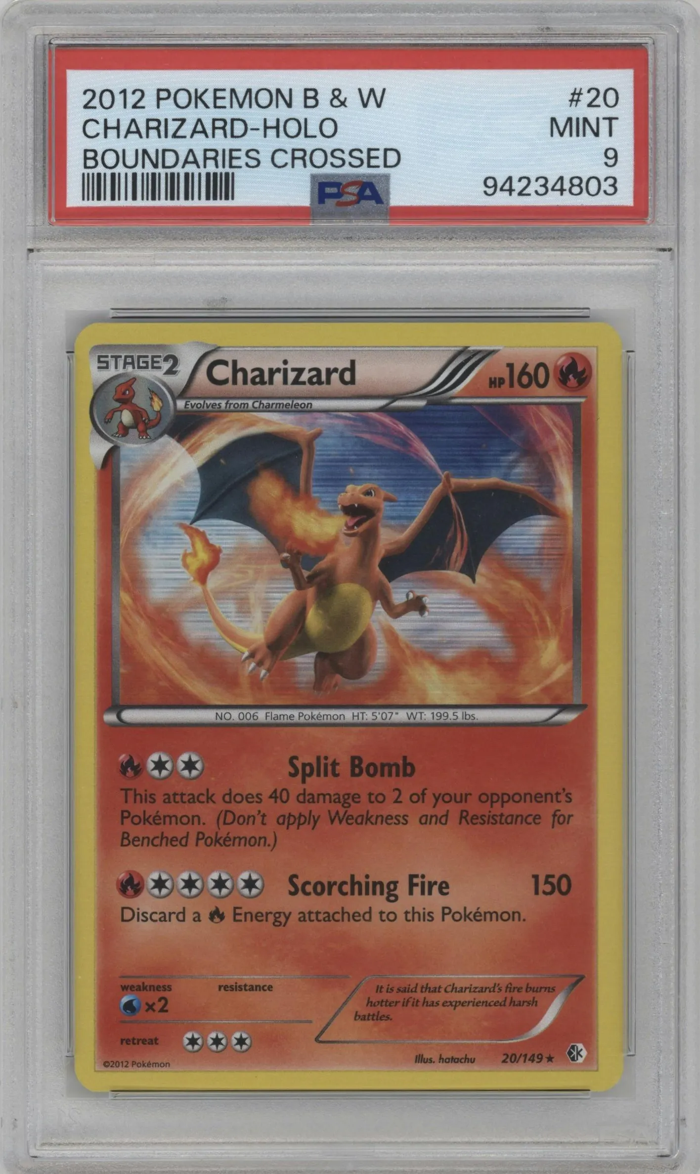 2012 Pokemon B&W Boundaries Crossed Charizard #20 PSA 9