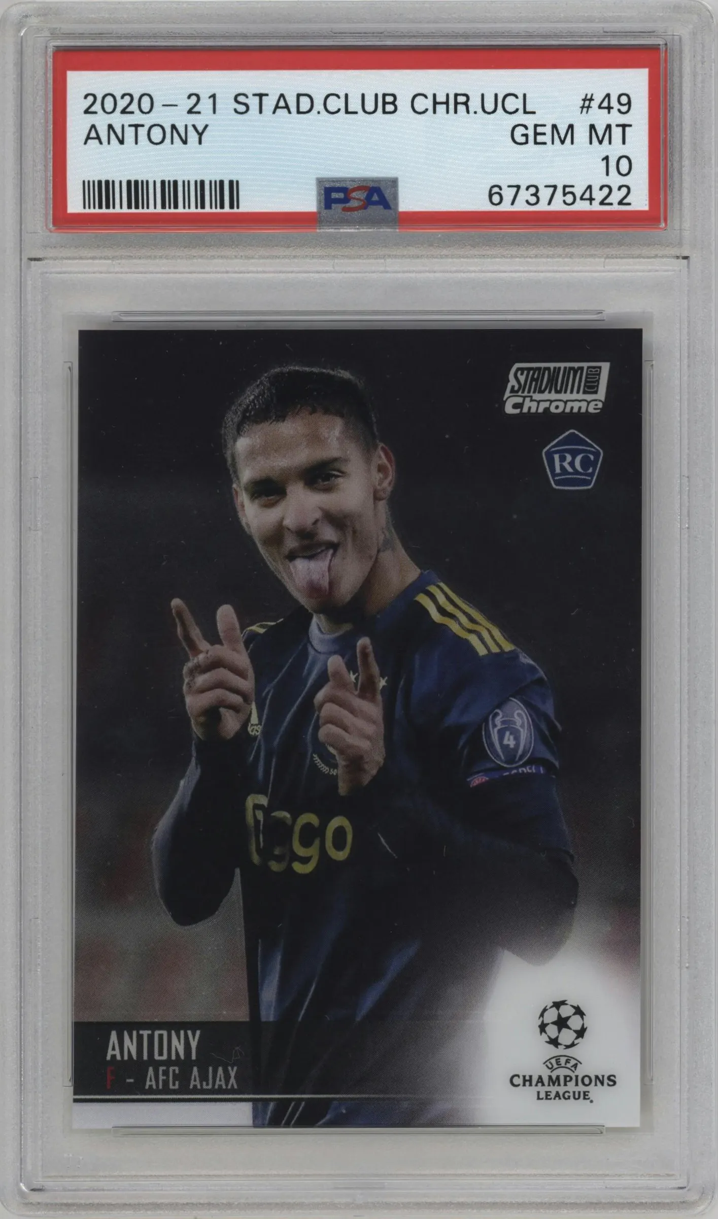2020 Topps Stadium Club Chrome UEFA CL Antony #49 PSA 10