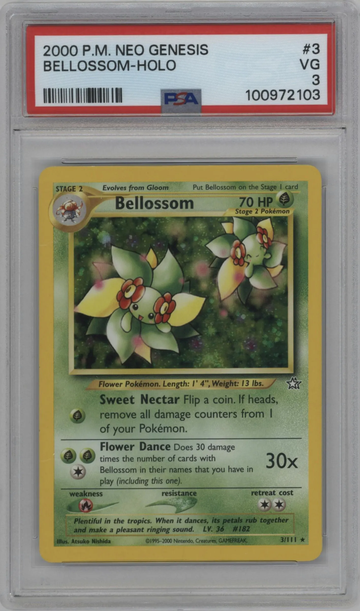 2000 Pokemon Neo Genesis Bellossom PSA VERY GOOD 3 #3 PSA 3