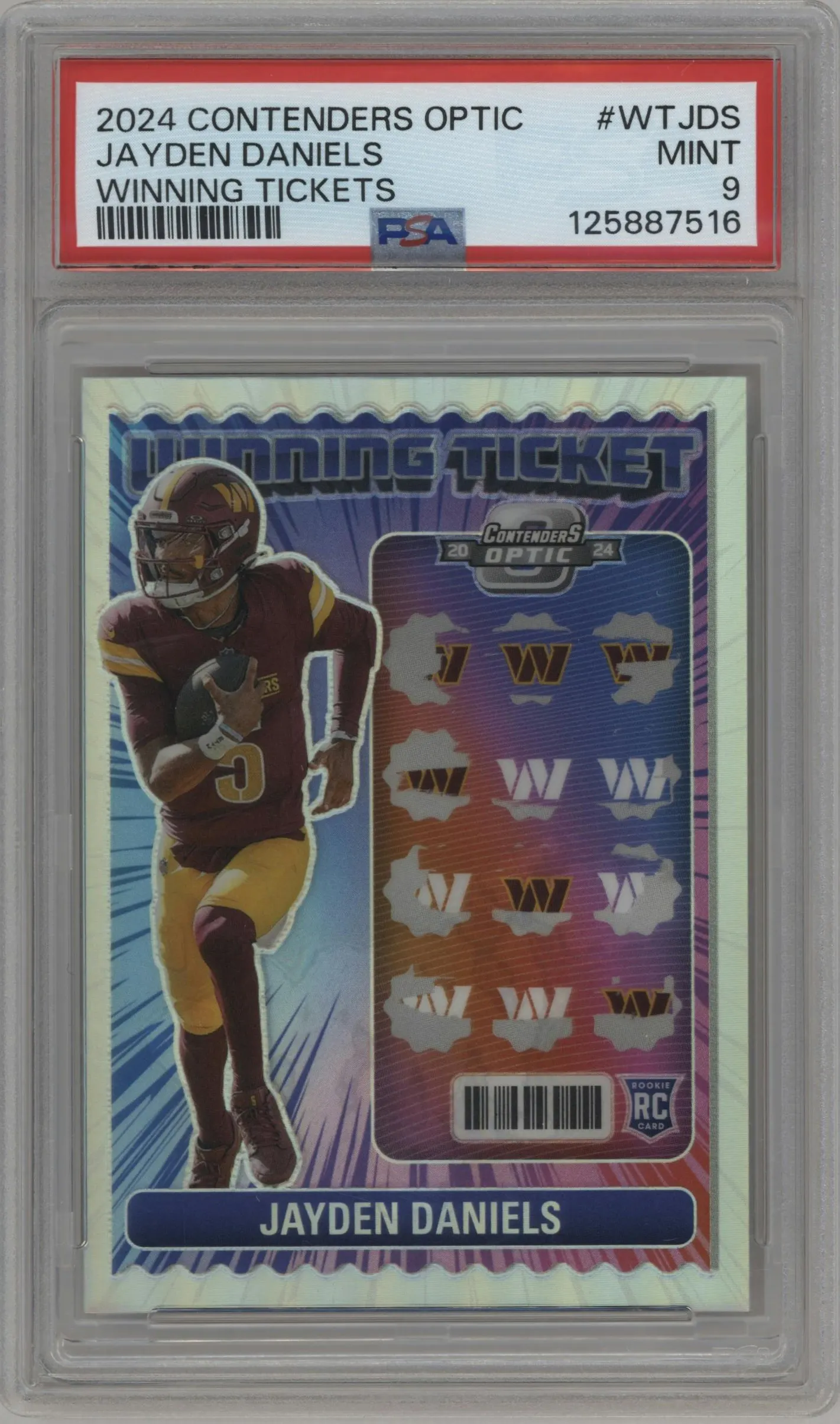 2024 Panini Contenders Optic Winning Ticket Jayden Daniels #WT-JDS PSA 9
