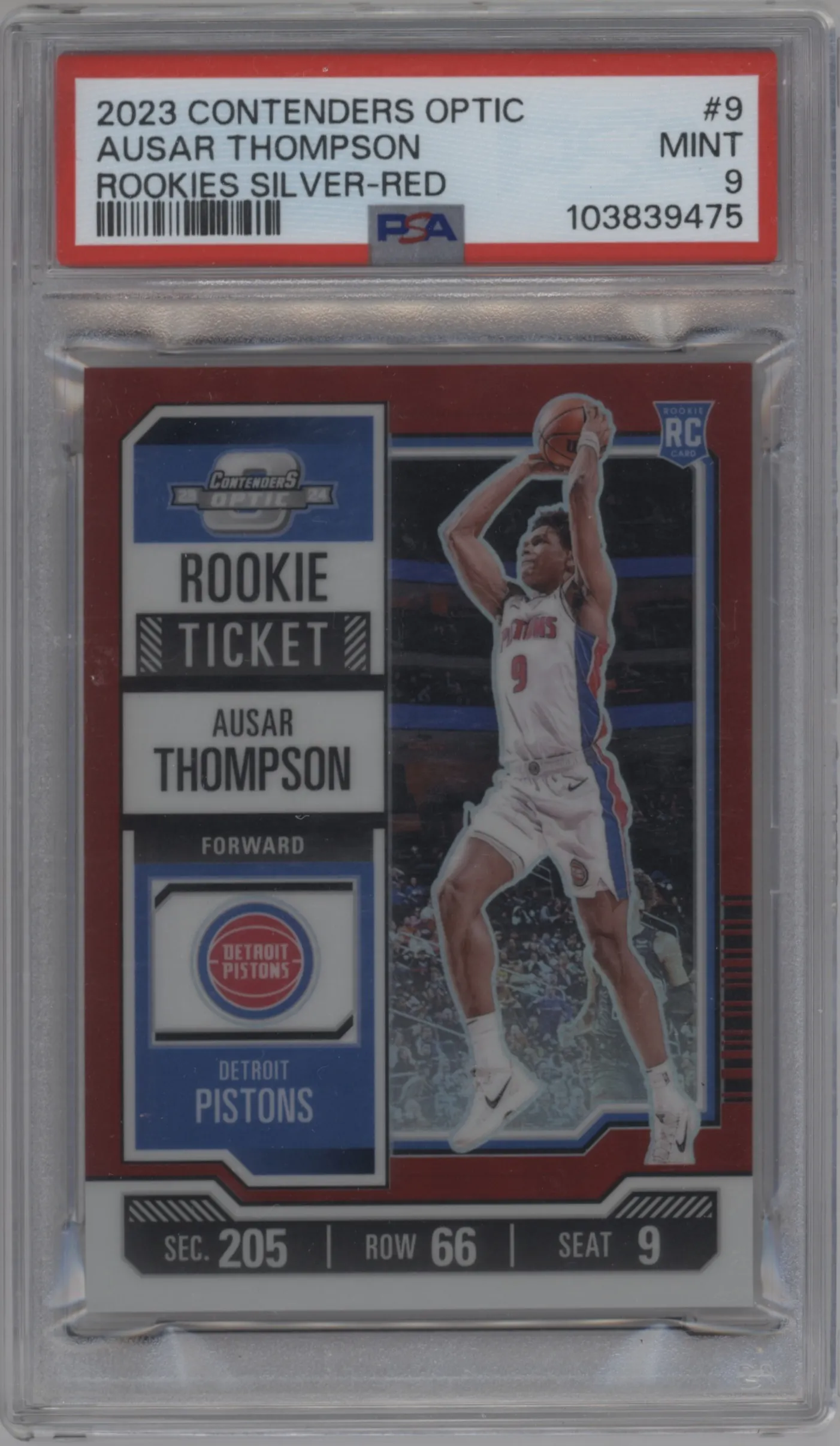 2023 Panini Contenders Optic Rke.Tkt. Ausar Thompson Red #9 PSA 9
