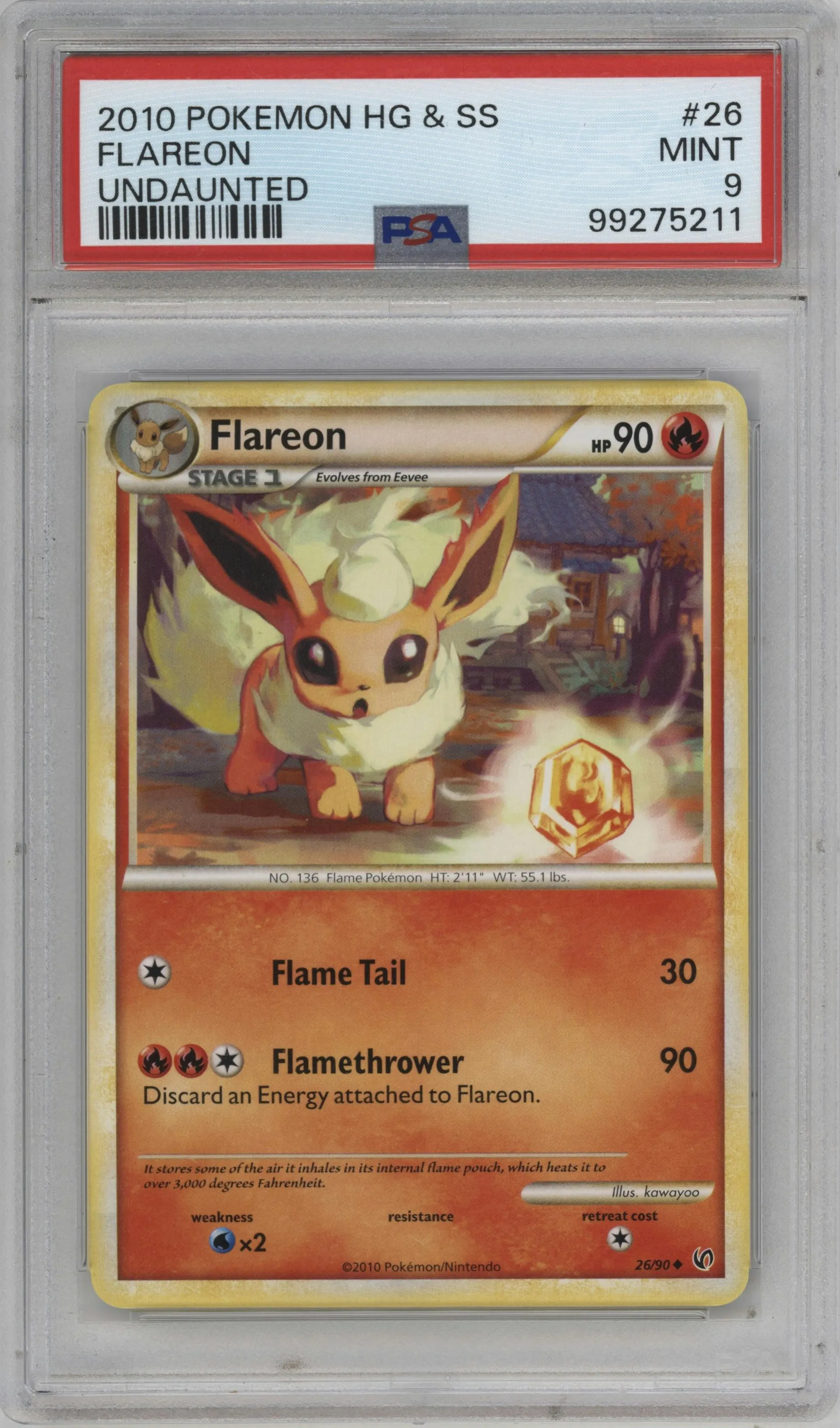 2010 Pokemon HG & SS Undaunted Flareon #26 PSA 9