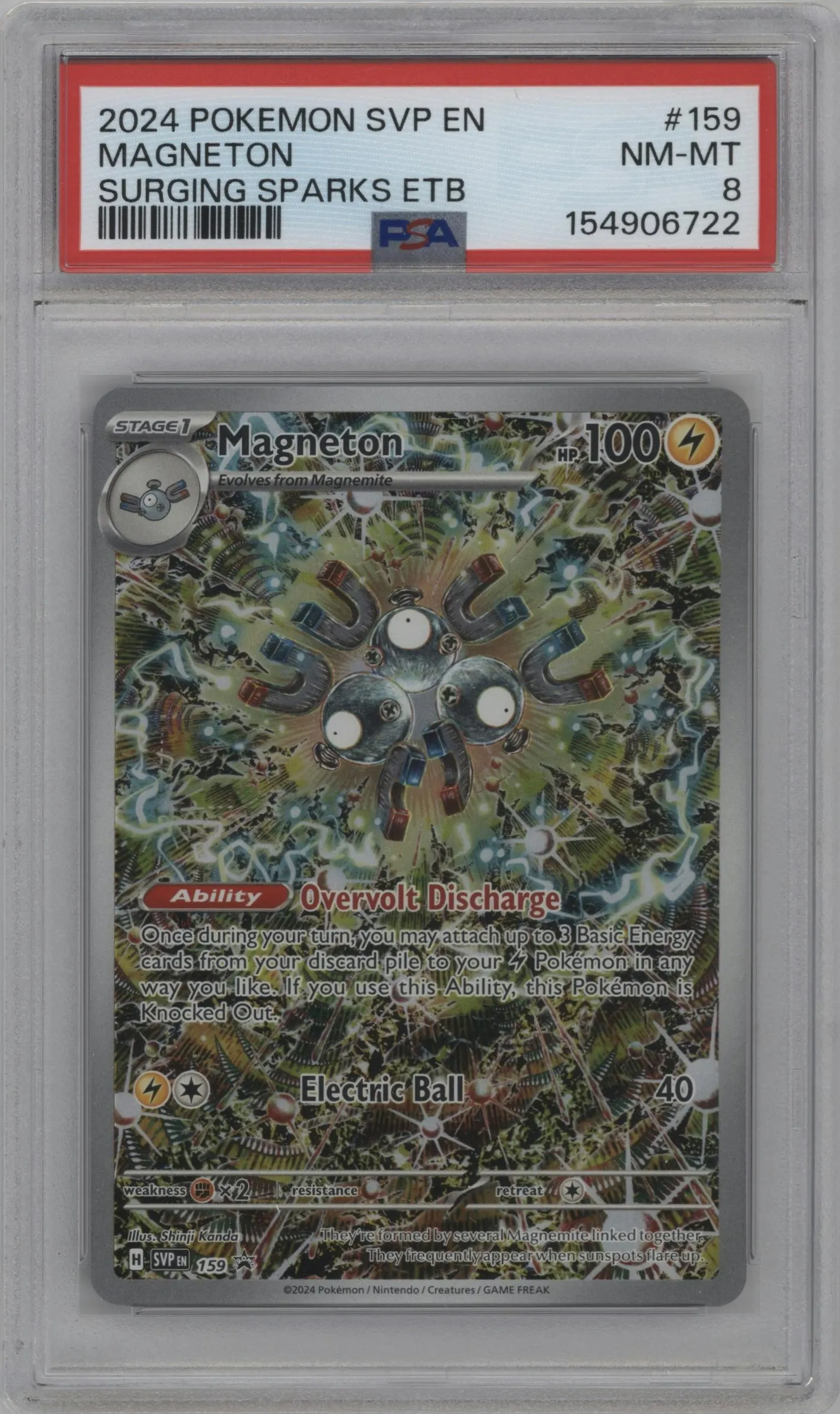 2024 Pokemon SV Magneton Surging Sparks Elite Trainer Box #159 PSA 8