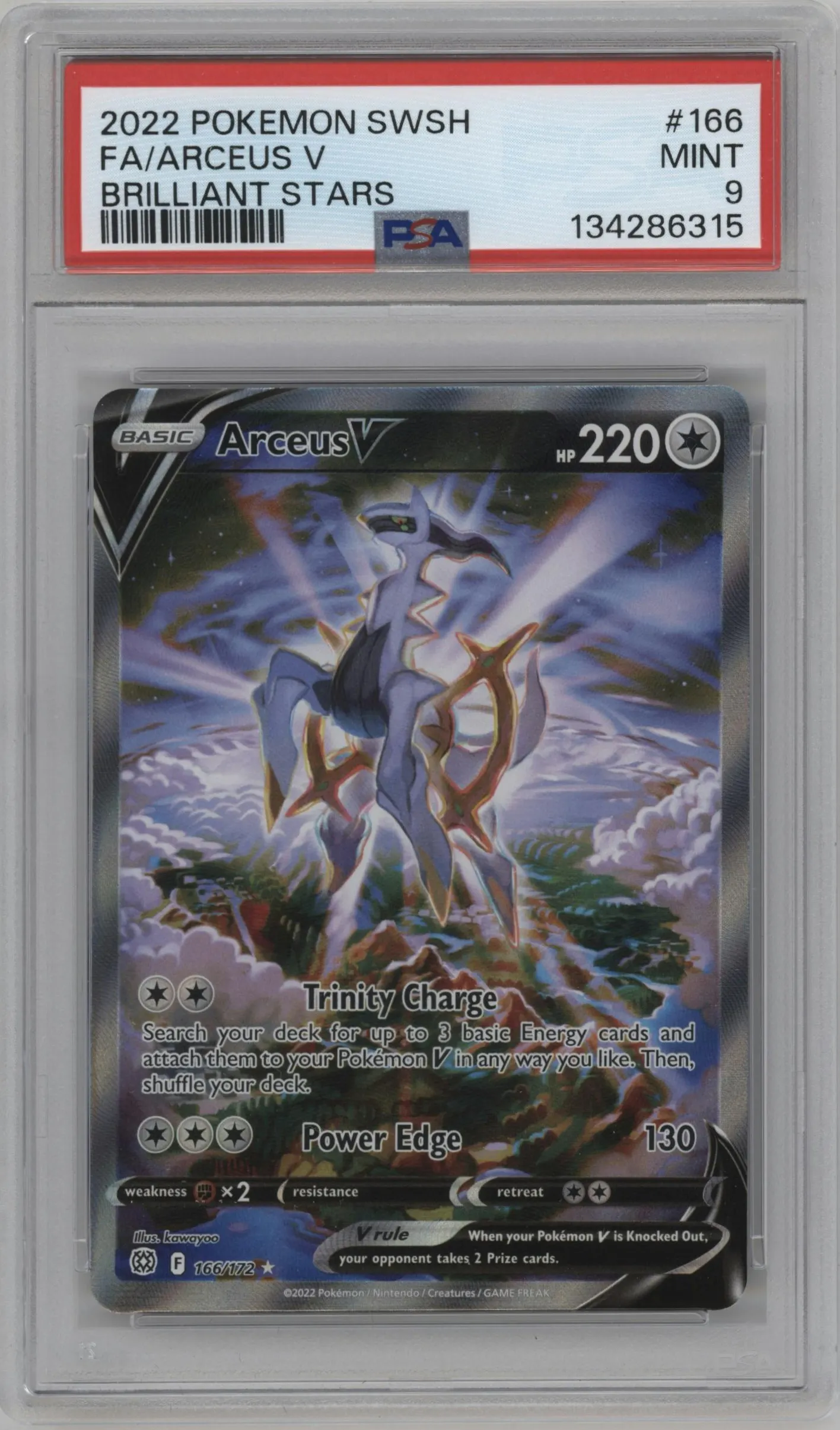 2022 Pokemon SWSH Brilliant Stars Arceus V #166 PSA 9