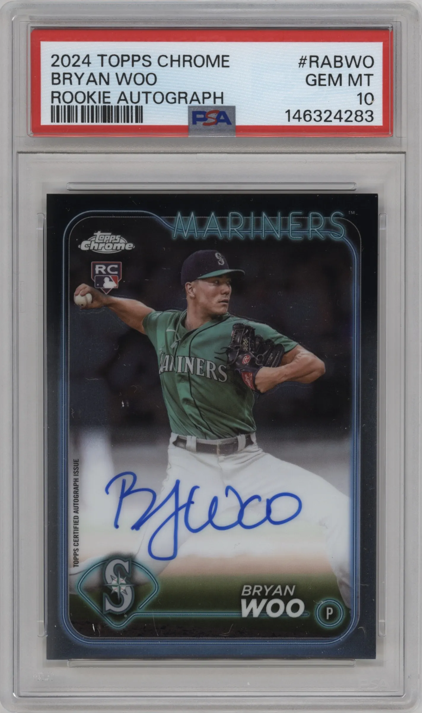 2024 Topps Chrome Rke.Auto Bryan Woo #RA-BWO PSA 10