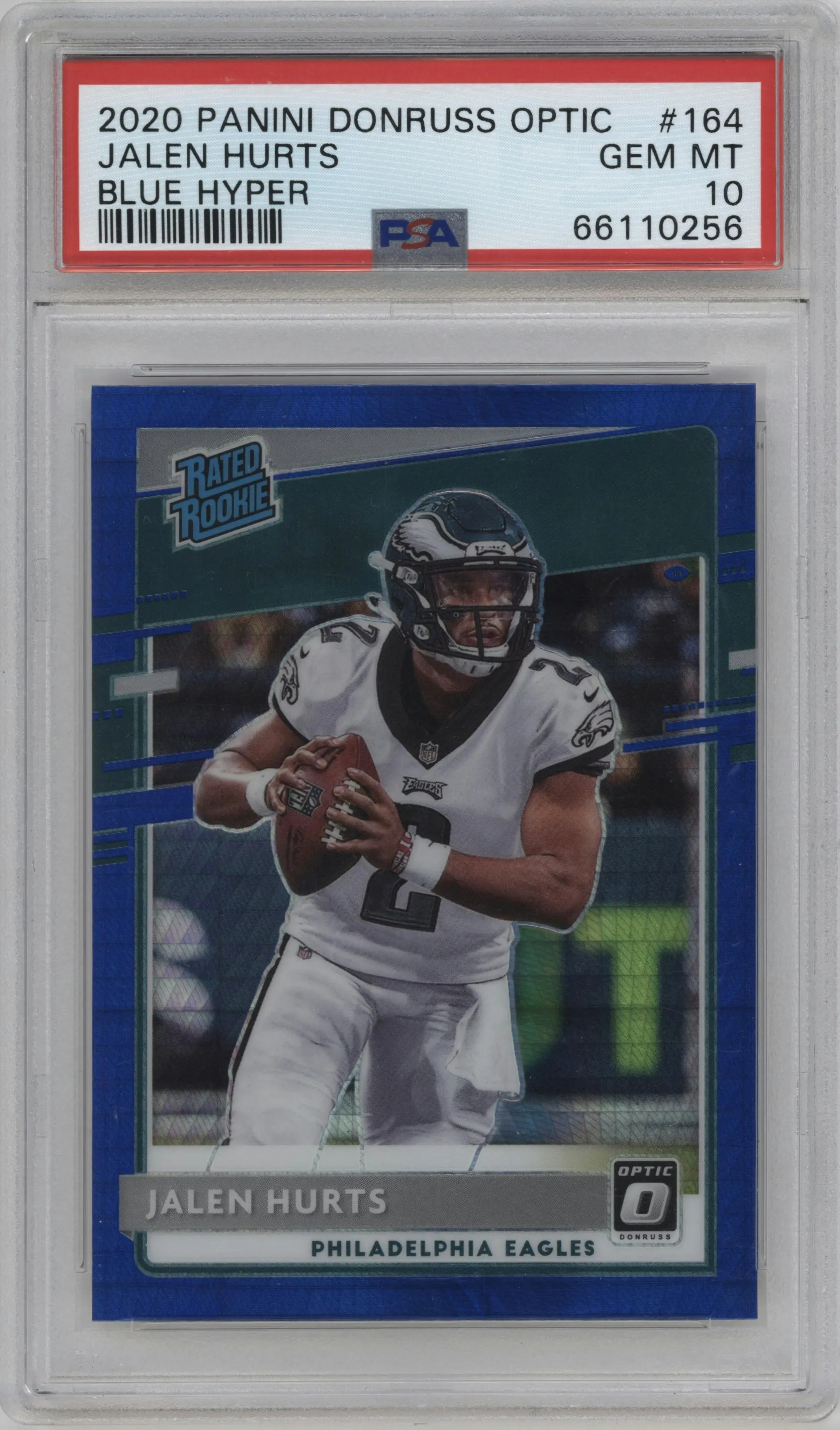 2020 Panini Donruss Optic Rated Rookie Jalen Hurts Hyper Blue #164 PSA 10