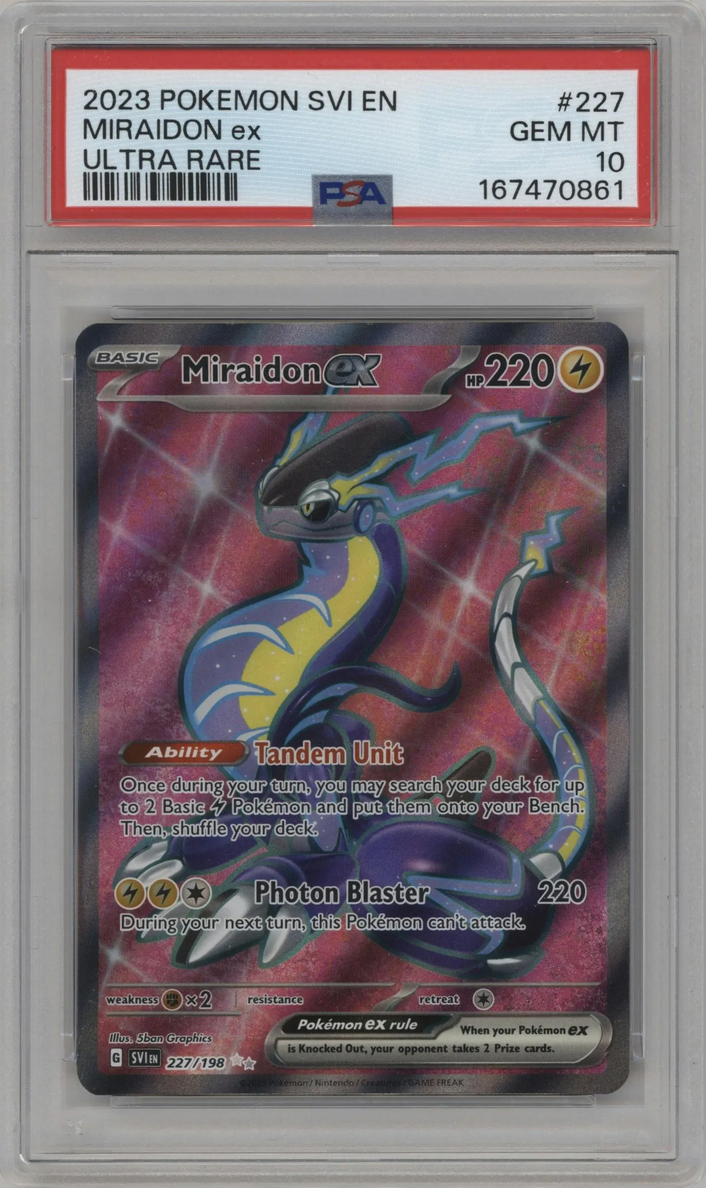 2023 Pokemon SV Miraidon EX #227 PSA 10