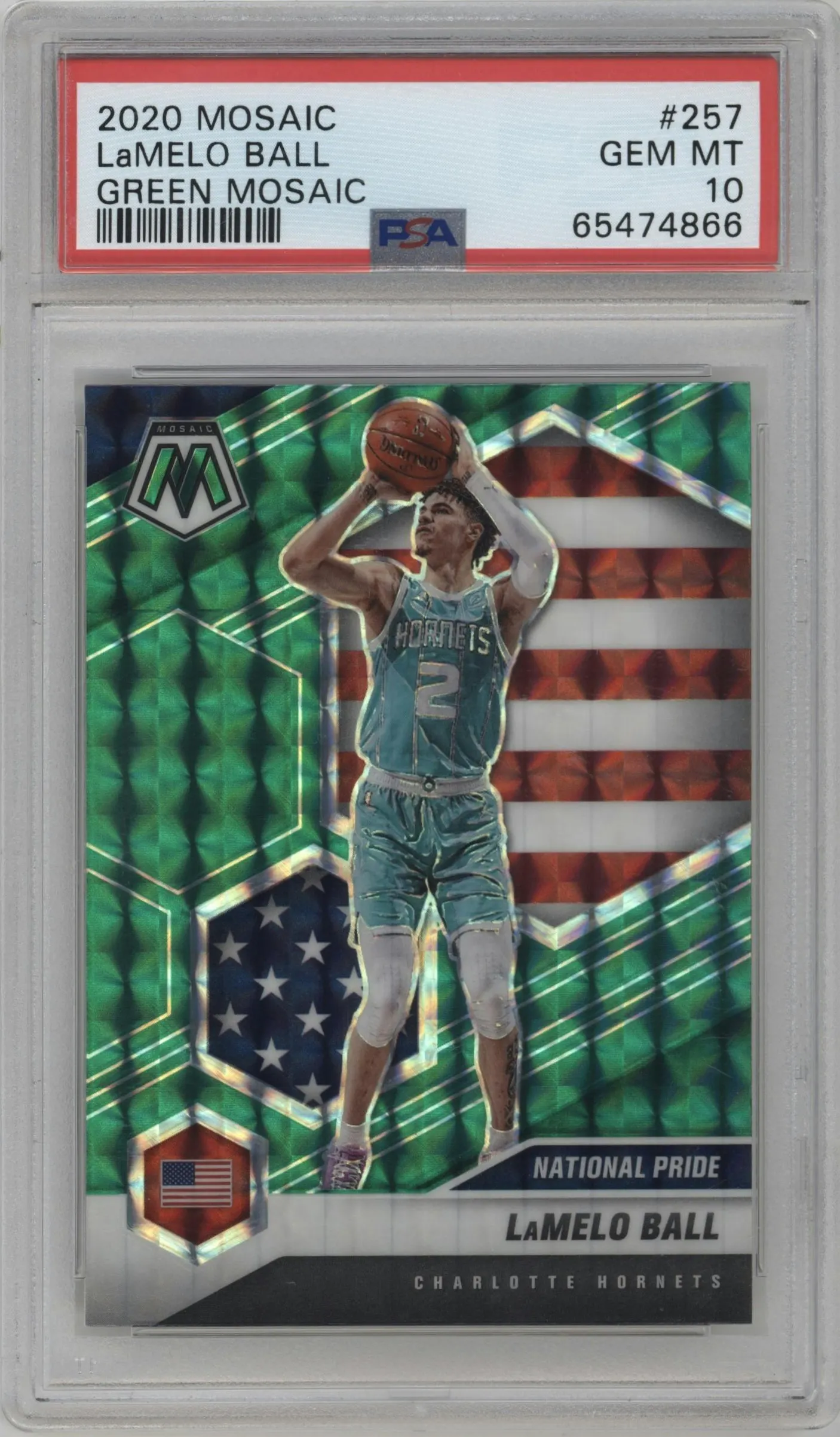 2020 Panini Mosaic LaMelo Ball Green Mosaic #257 PSA 10