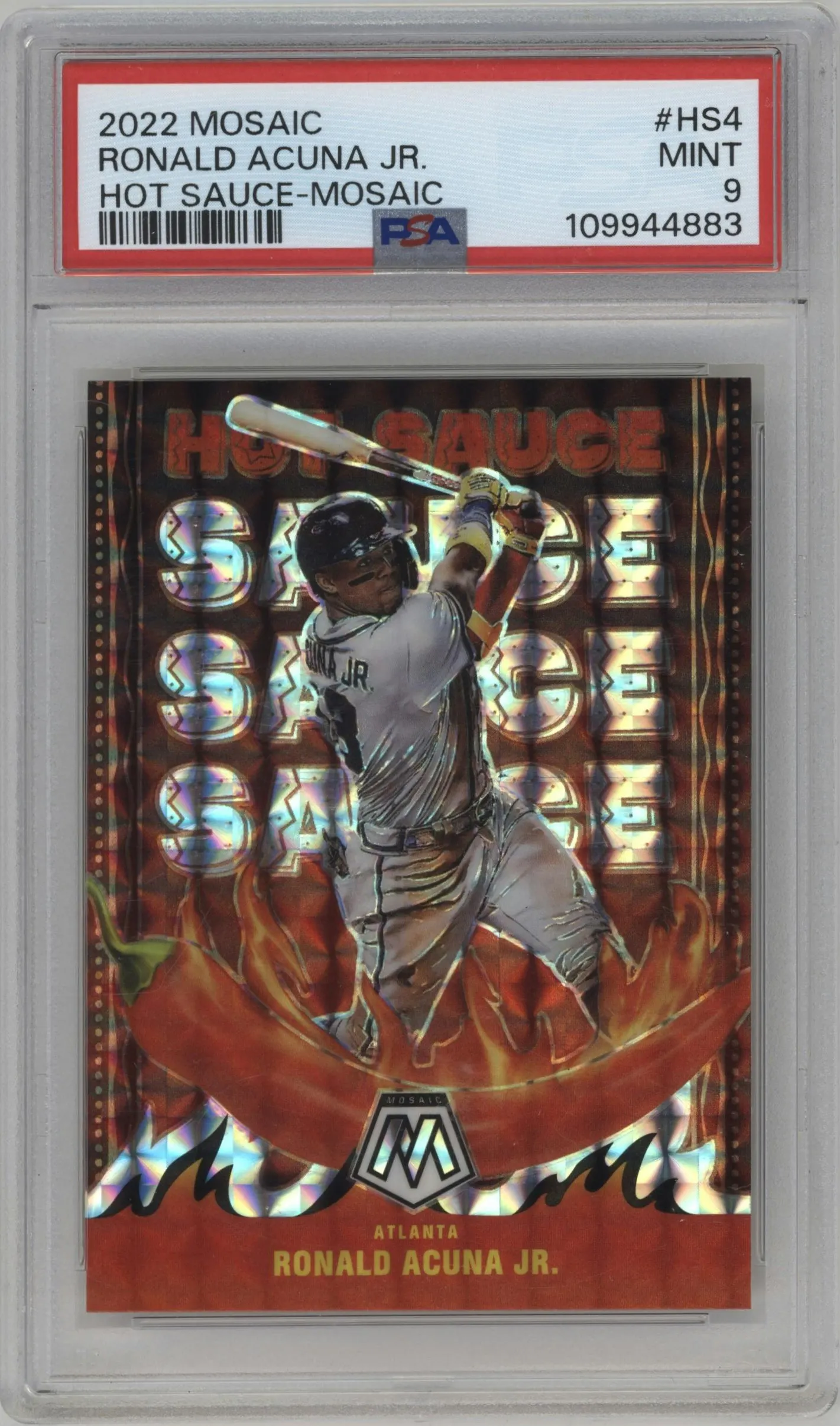 2022 Panini Mosaic Hot Sauce Ronald Acuna Jr. Mosaic #HS-4 PSA 9