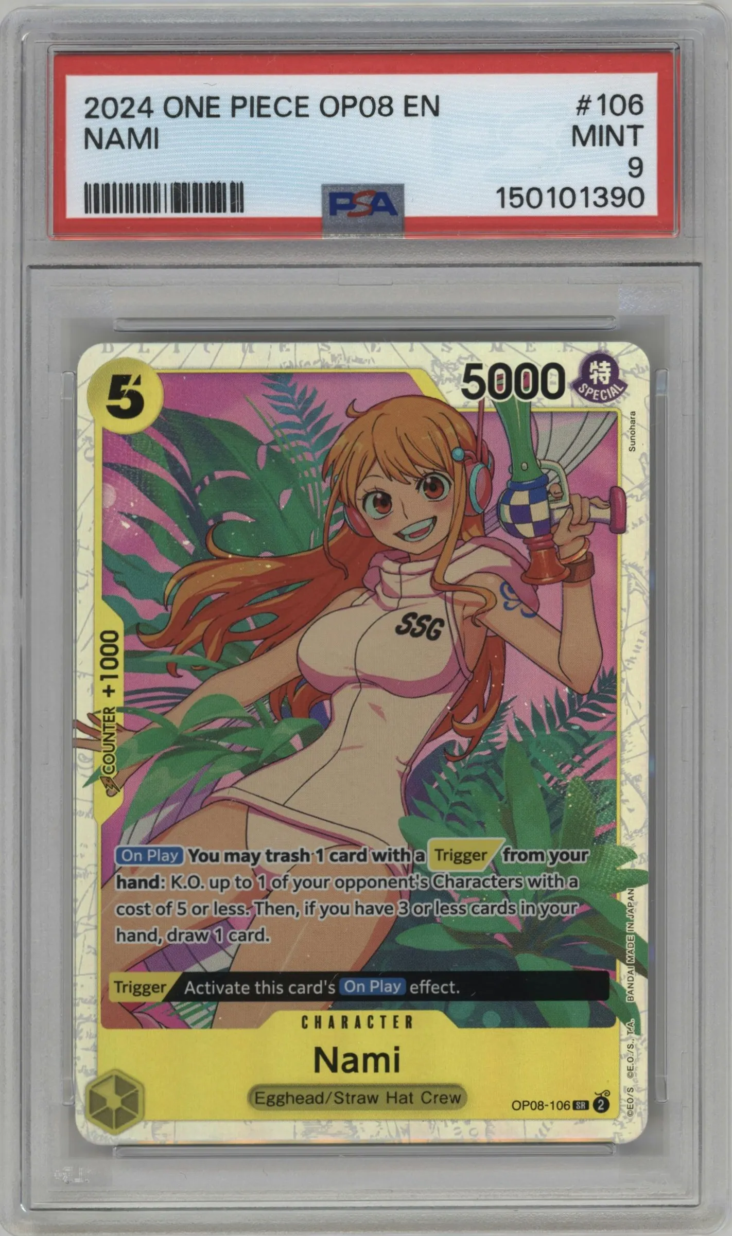 2024 One Piece Two Legends Nami SR #OP08-106 SR PSA 9