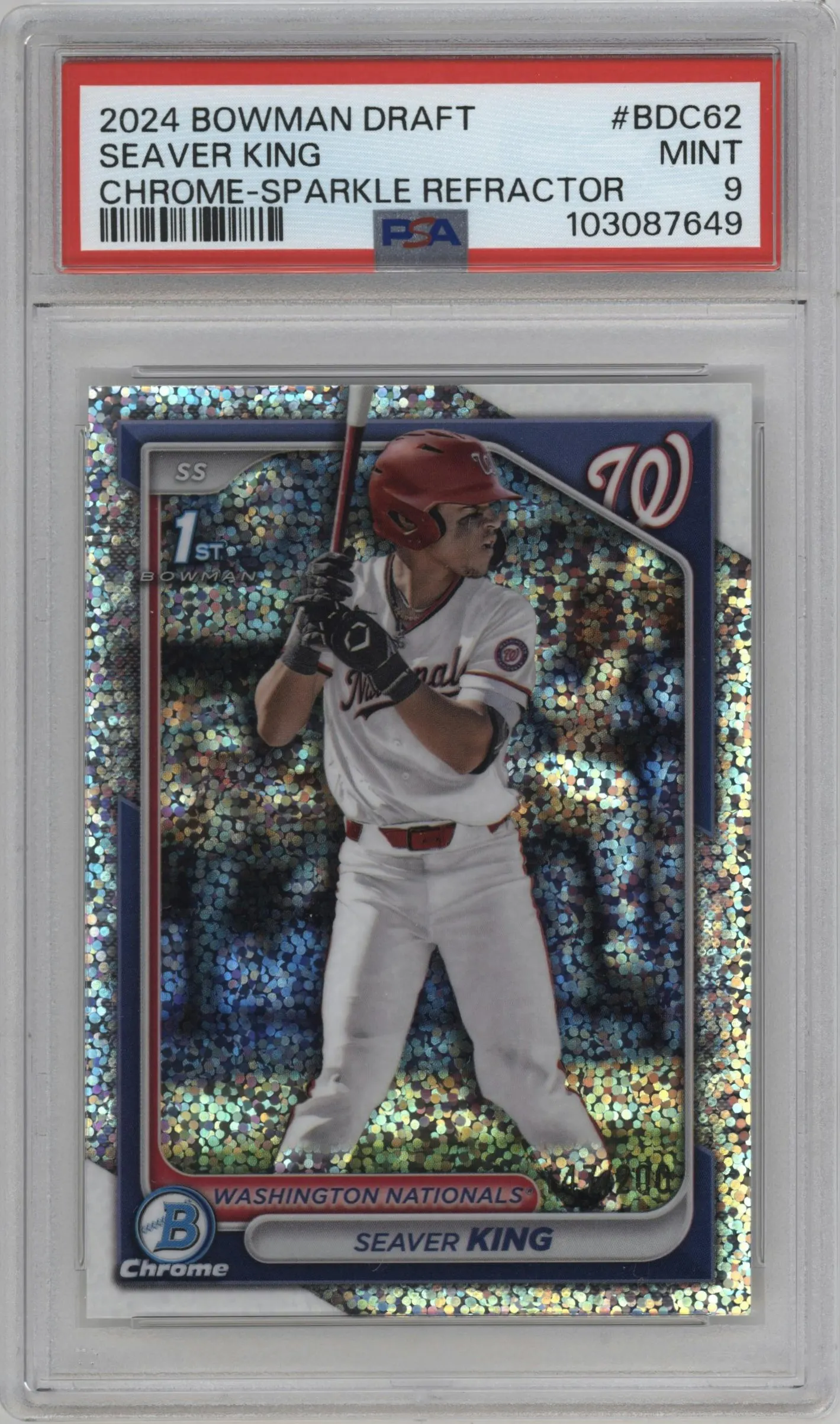 2024 Bowman Draft Chrome Seaver King Sparkle Refractor #BDC-62 PSA 9