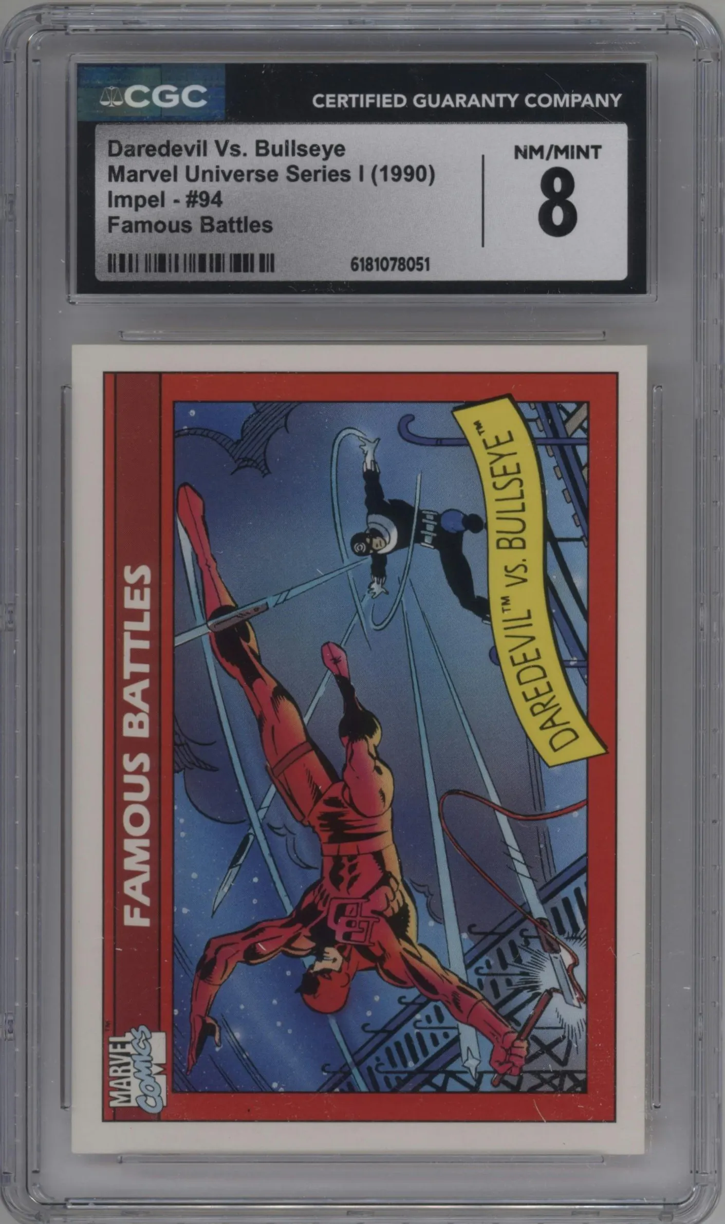 1990 Impel Marvel Universe Daredevil vs. Bullseye #94 CGC 8