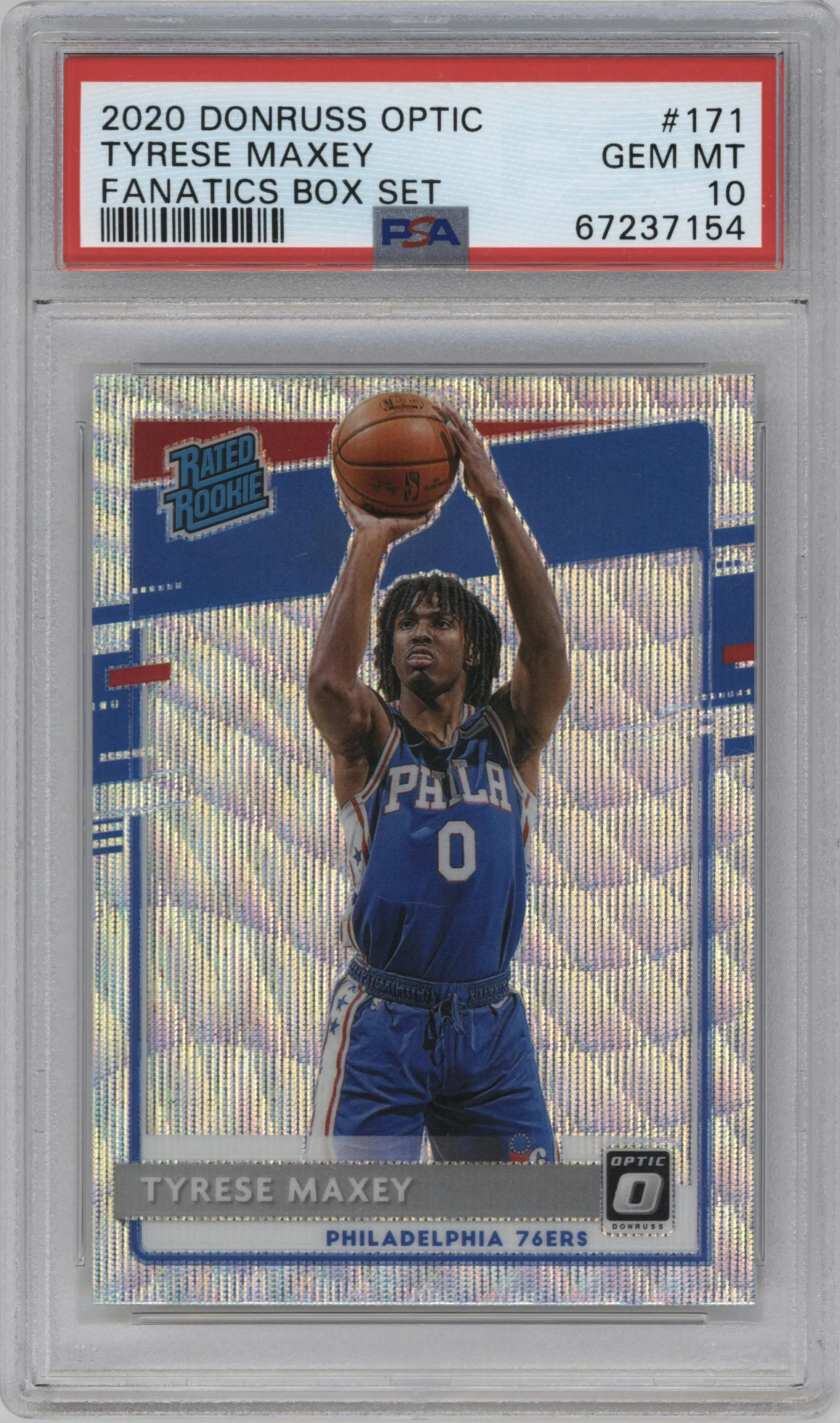 2020 Panini Donruss Optic Rated Rookie Tyrese Maxey Fanatics Box Set #171 PSA 10