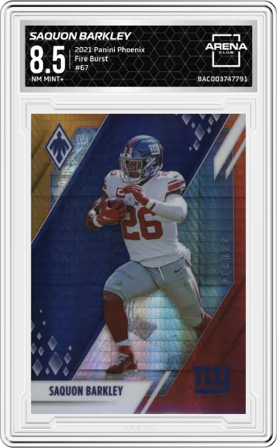 2021 Panini Phoenix Saquon Barkley Fire Burst #67 ARENA CLUB 8.5